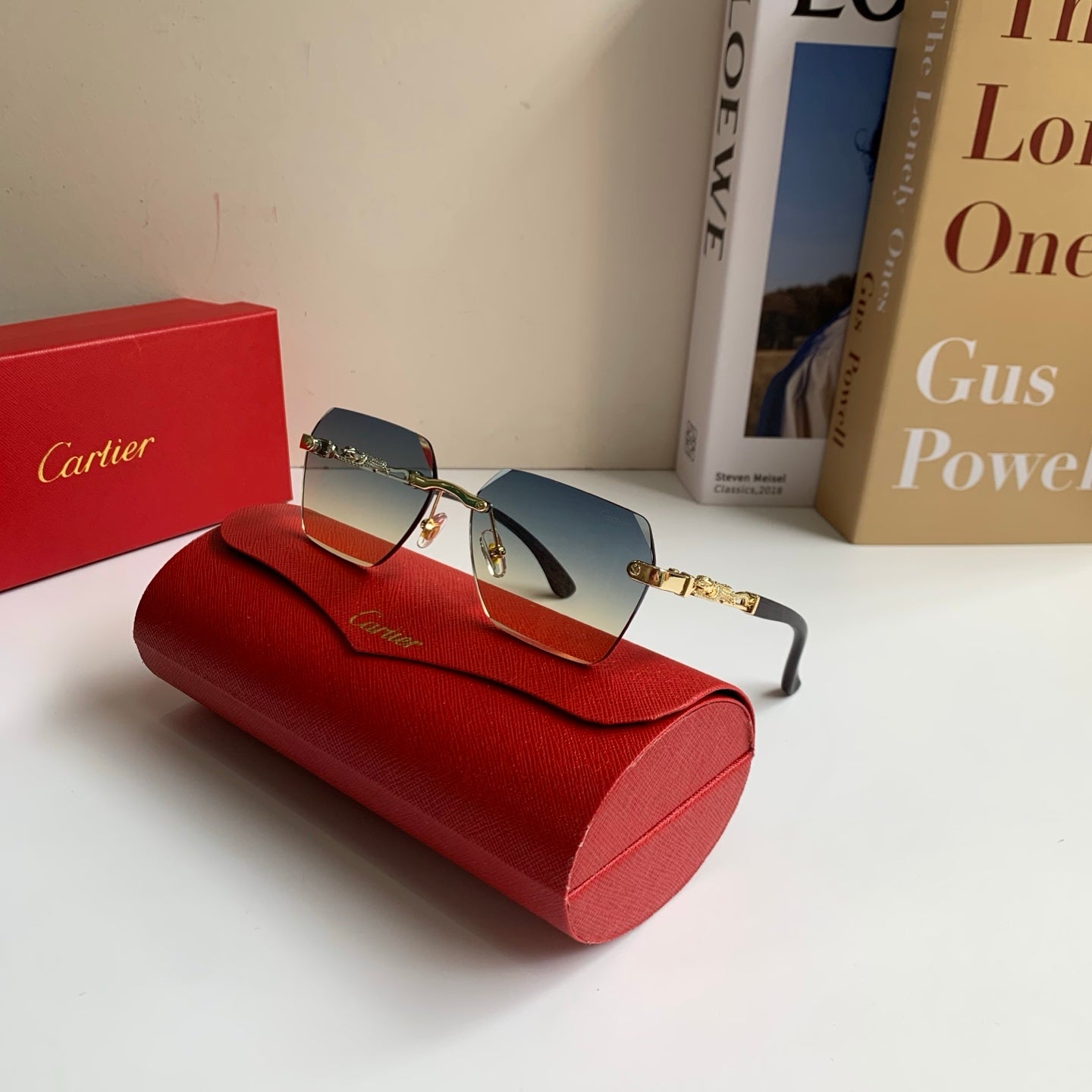 Cartier Lightweight Rimless Silver Lens Sunglasses for Men & Women - 487347 - detail image 4