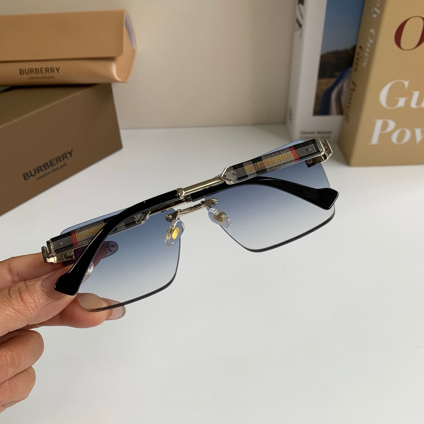 Burberry Metal Square Silver Lens Sunglasses for Men & Women - 487452 - detail image 7