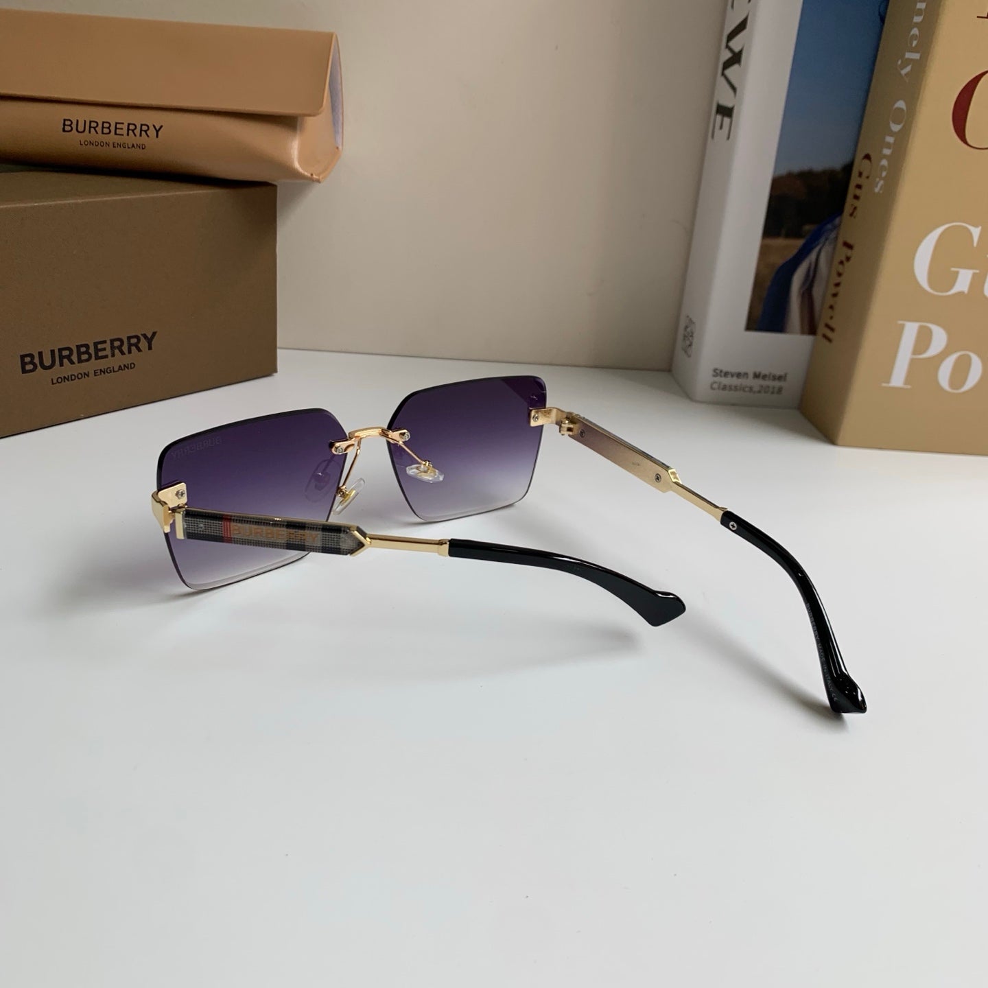Burberry Metal Square Silver Lens Sunglasses for Men & Women - 487453 - detail image 7