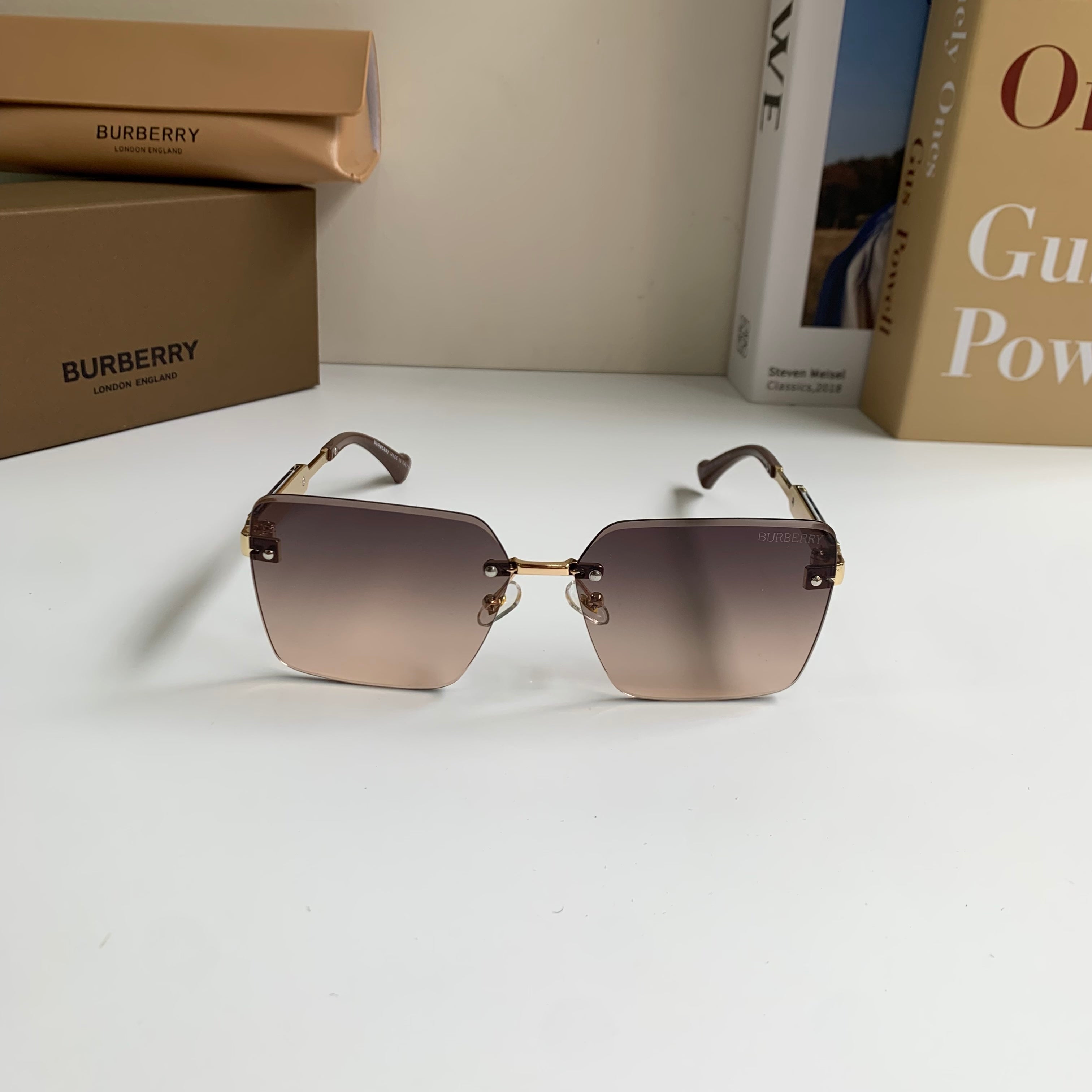 Burberry Metal Square Silver Lens Sunglasses for Men & Women - 487454 - detail image 5