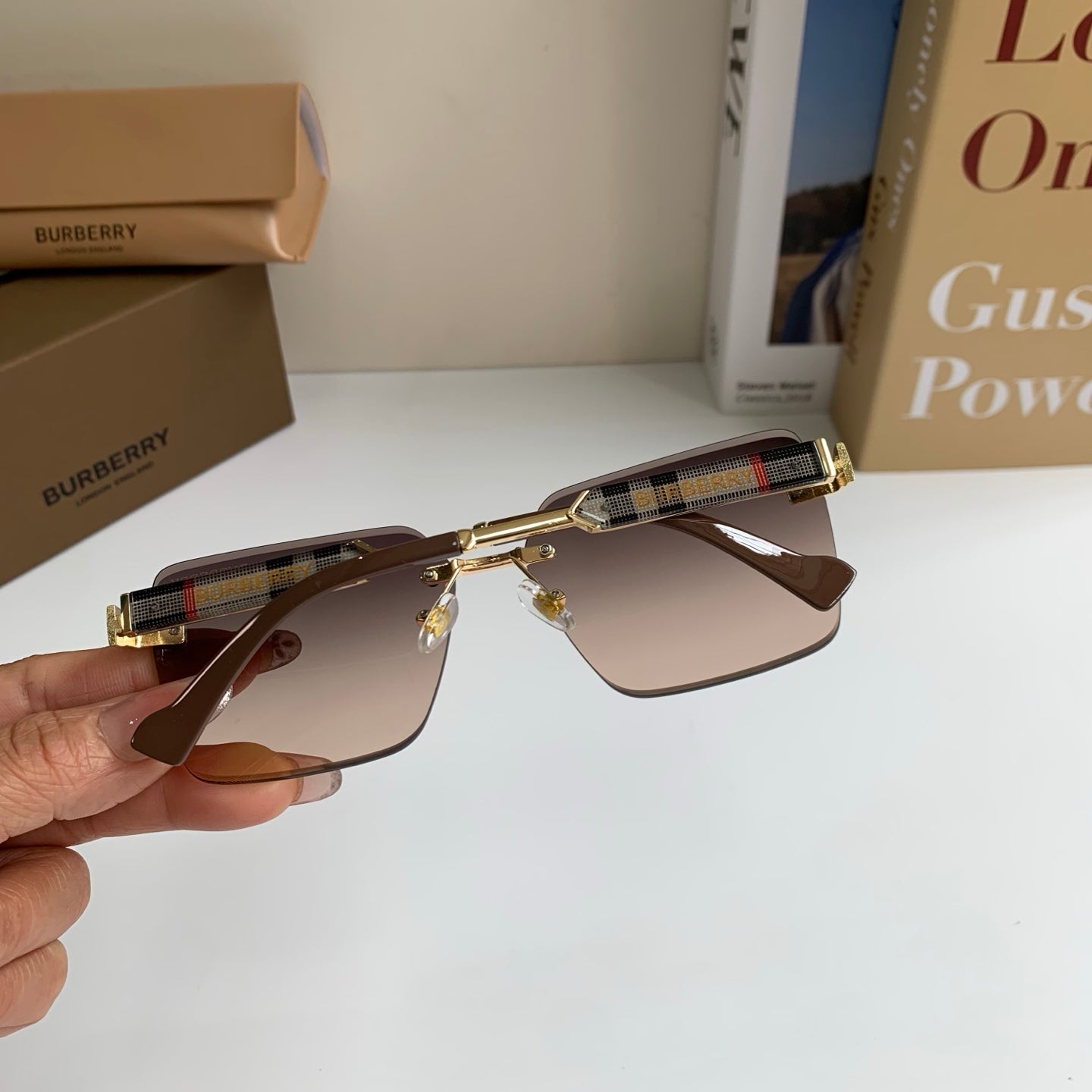 Burberry Metal Square Silver Lens Sunglasses for Men & Women - 487454 - detail image 6
