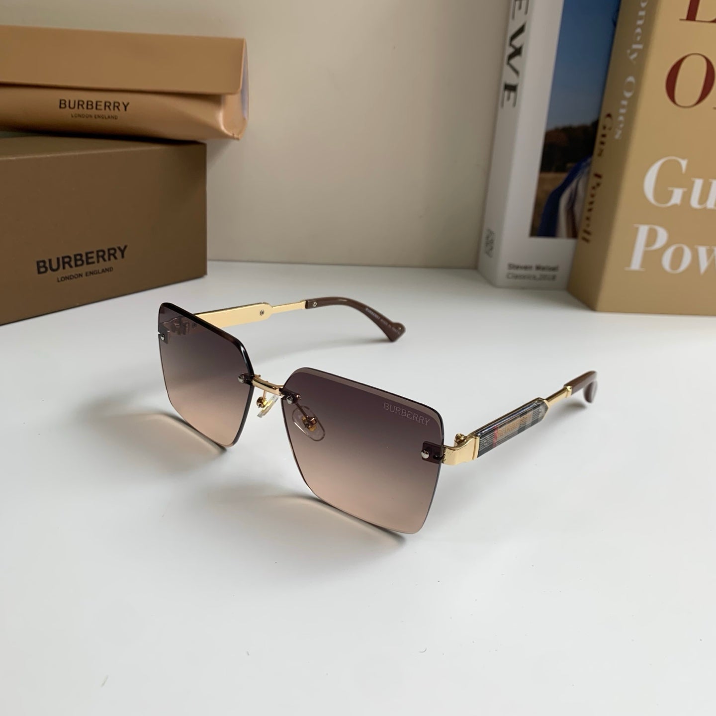 Burberry Metal Square Silver Lens Sunglasses for Men & Women - 487454 - detail image 2