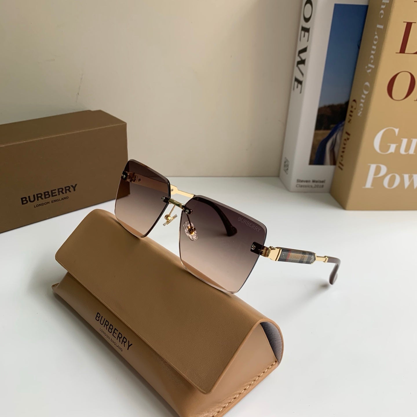 Burberry Metal Square Silver Lens Sunglasses for Men & Women - 487454 - detail image 4