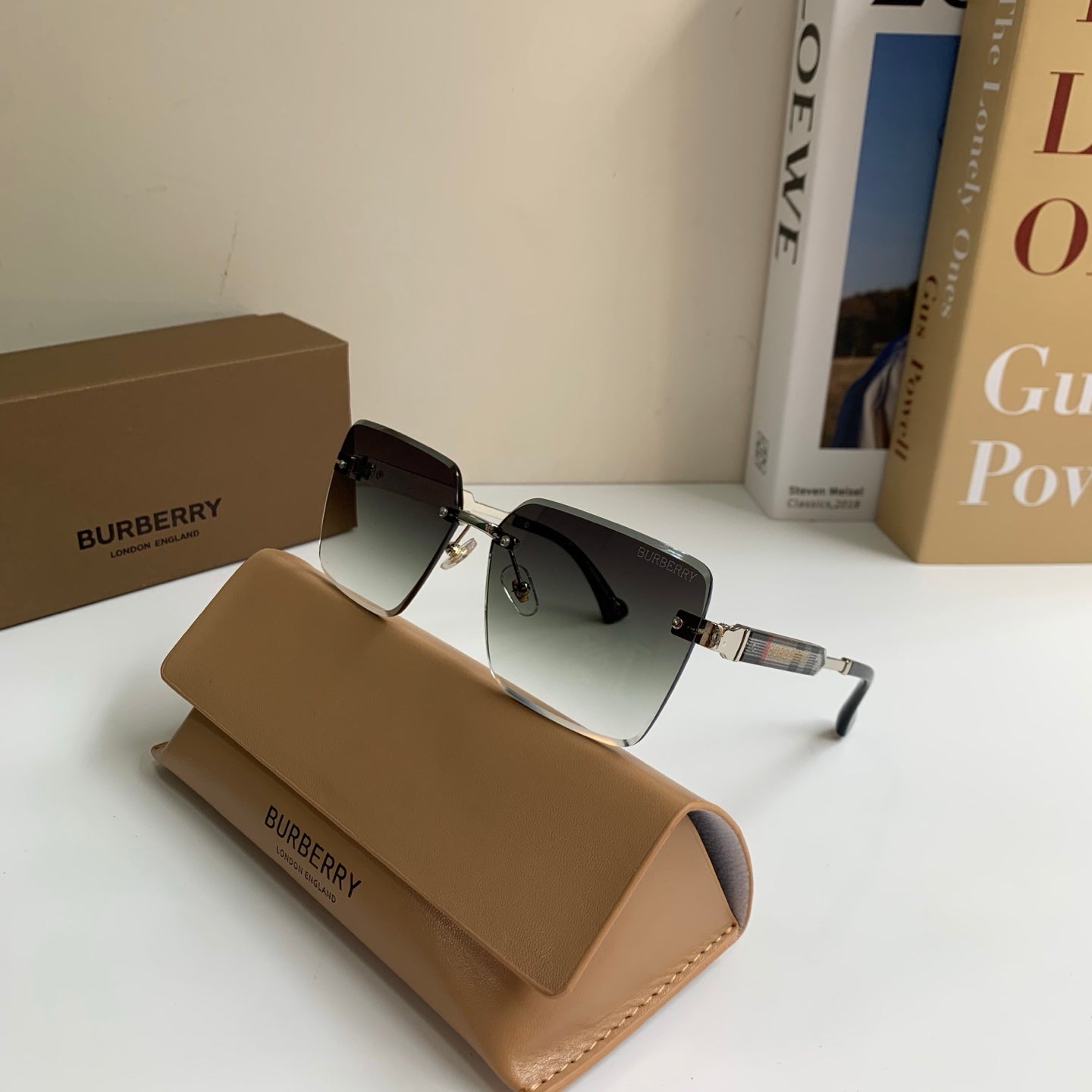 Burberry Metal Square Silver Lens Sunglasses for Men & Women - detail image 5