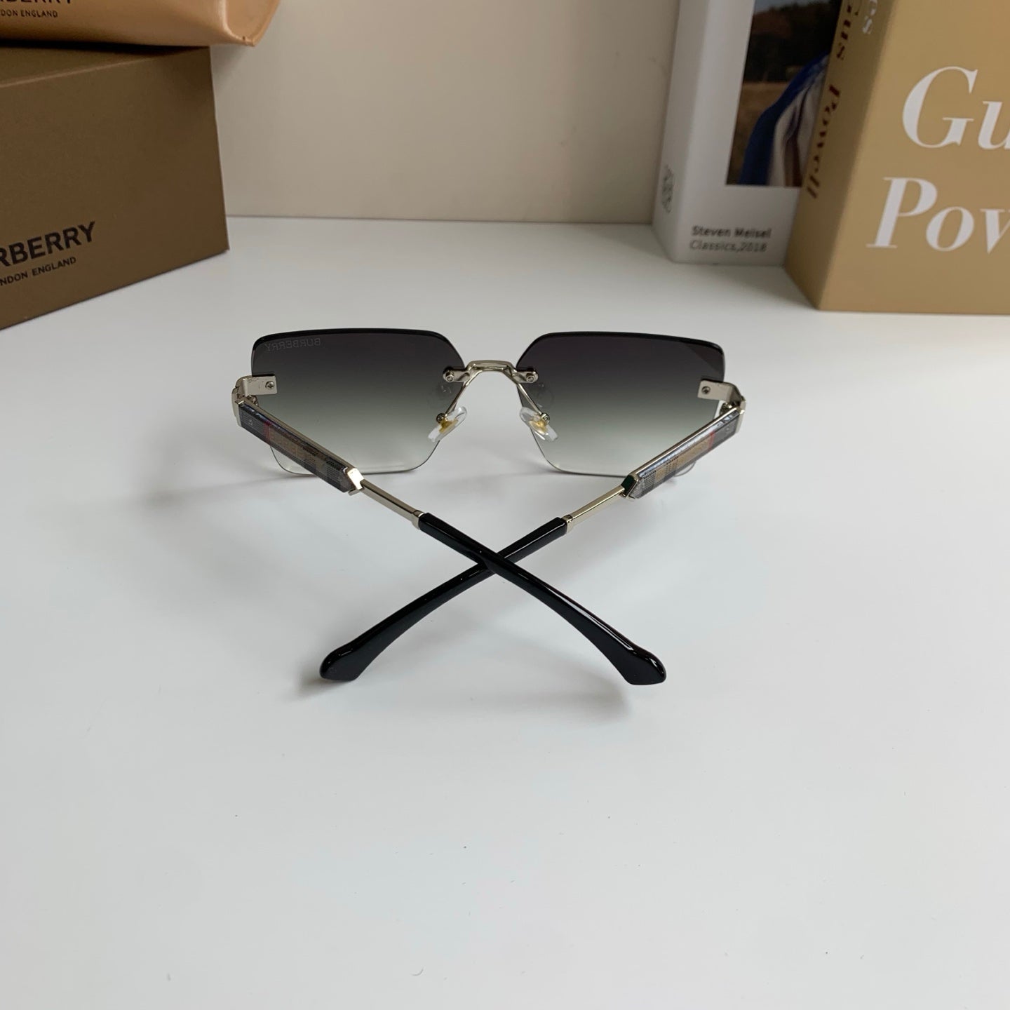 Burberry Metal Square Silver Lens Sunglasses for Men & Women - 416021 - detail image 9