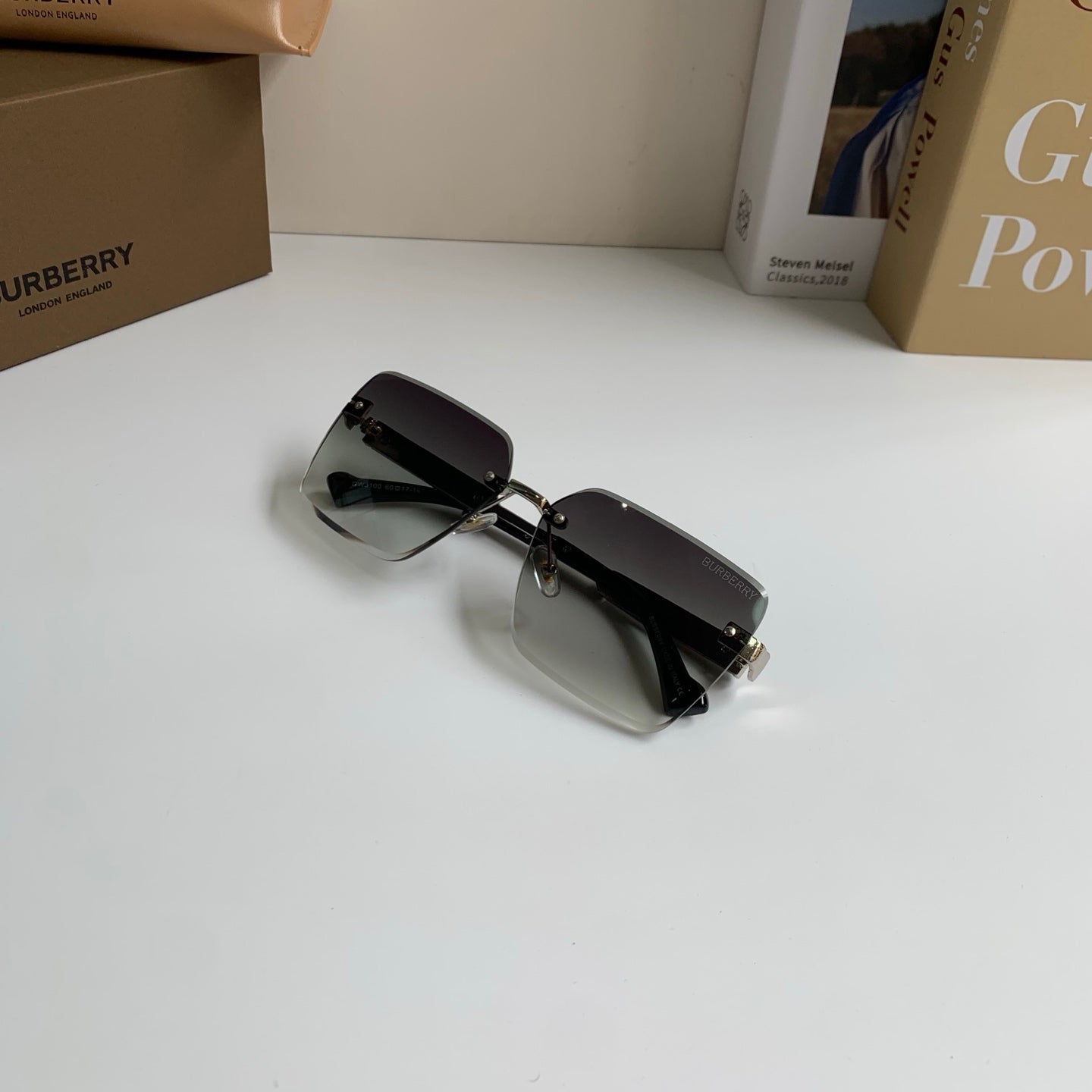 Burberry Metal Square Silver Lens Sunglasses for Men & Women - detail image 6