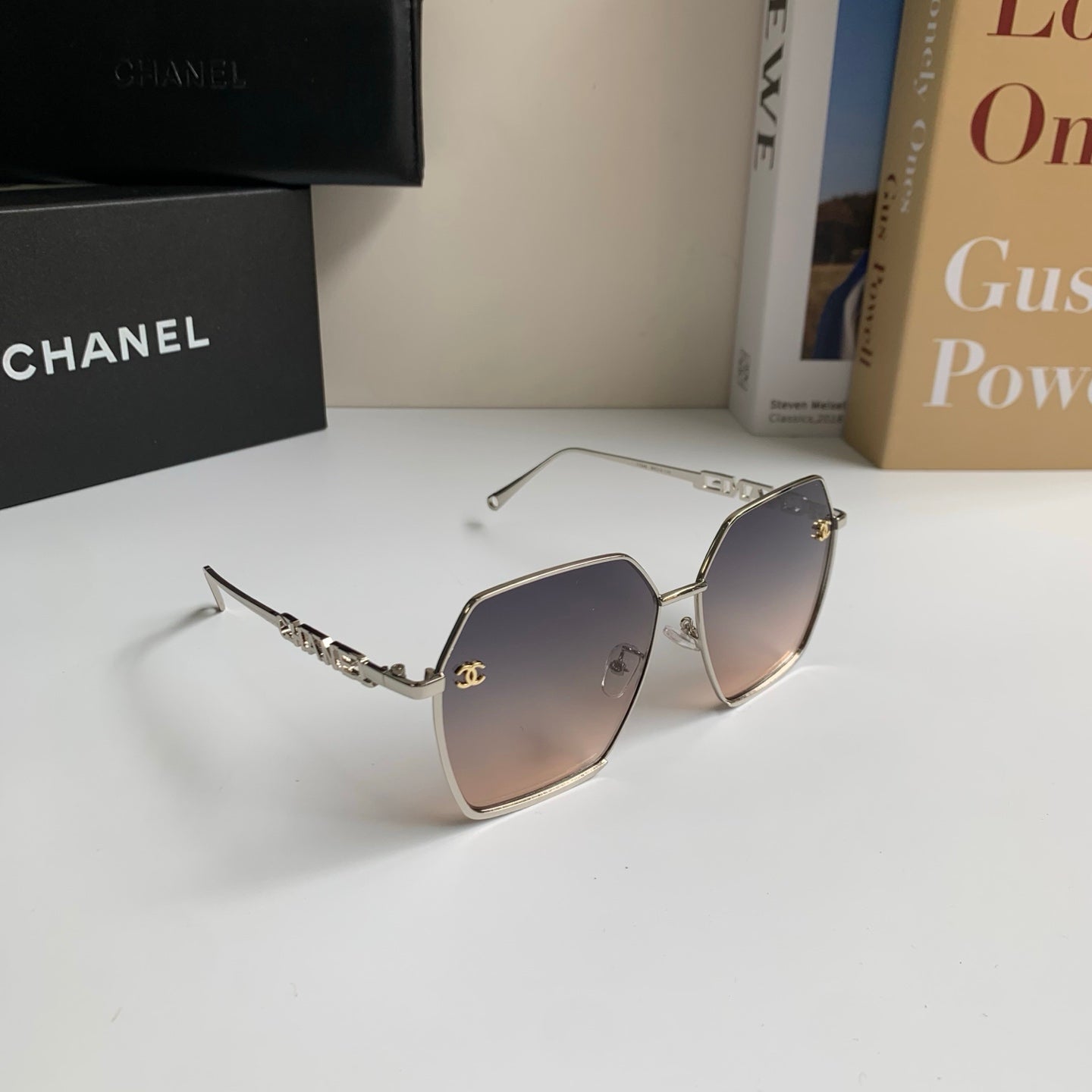Chanel Metal Fashion Silver Lens Sunglasses for Men & Women - 493513