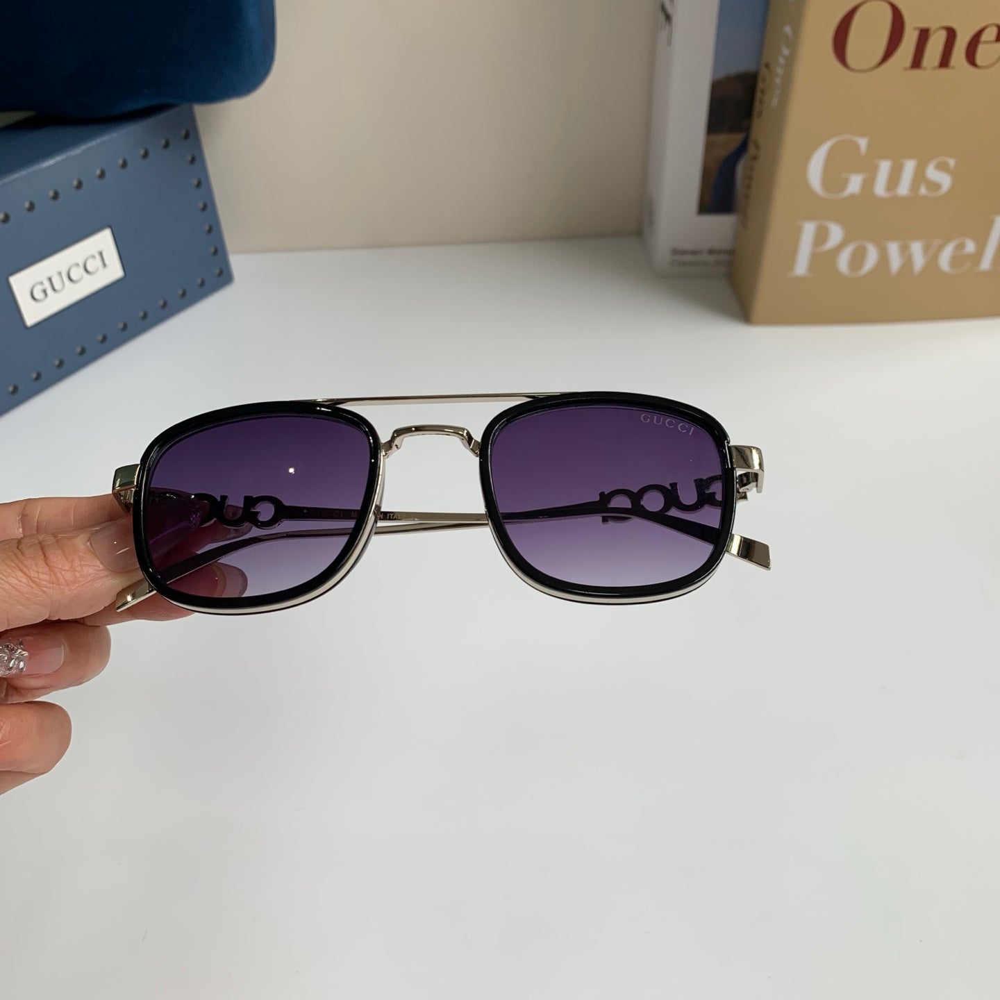 Gucci Metal Square Silver Lens Sunglasses for Men & Women - 431316 - detail image 3