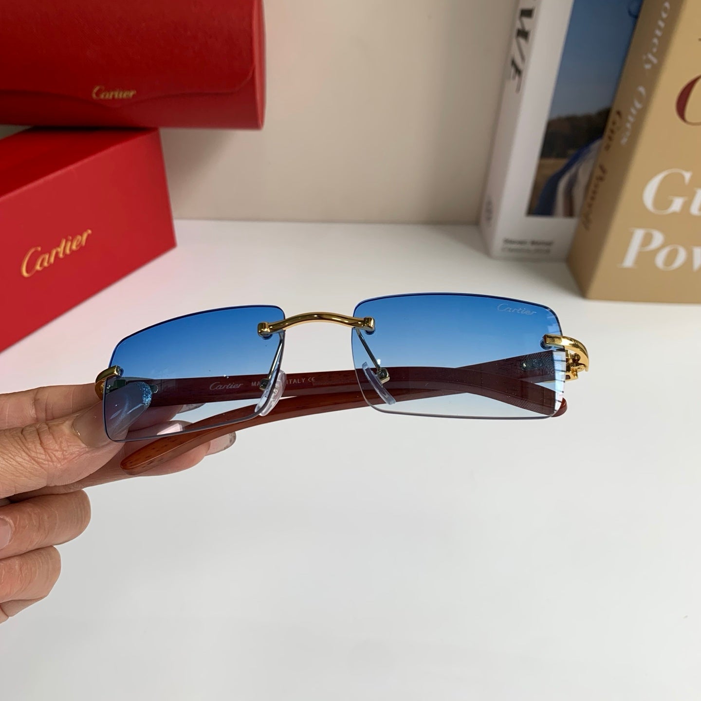 Cartier Fashion Blue Lens Sunglasses for Men & Women - 493651 - detail image 4
