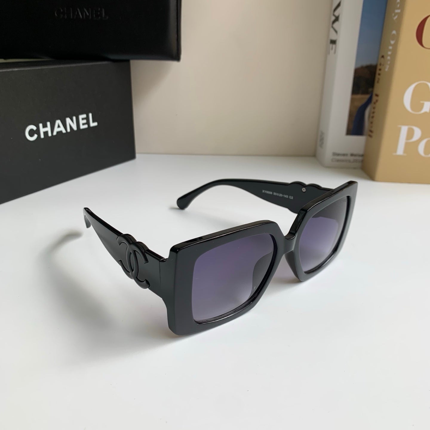 Chanel Metal Square Black Lens Sunglasses for Men & Women - 431628
