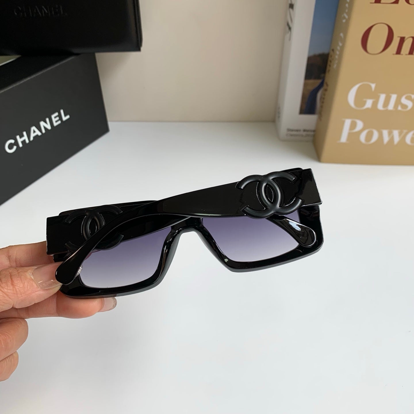 Chanel Metal Square Black Lens Sunglasses for Men & Women - 431628 - detail image 6