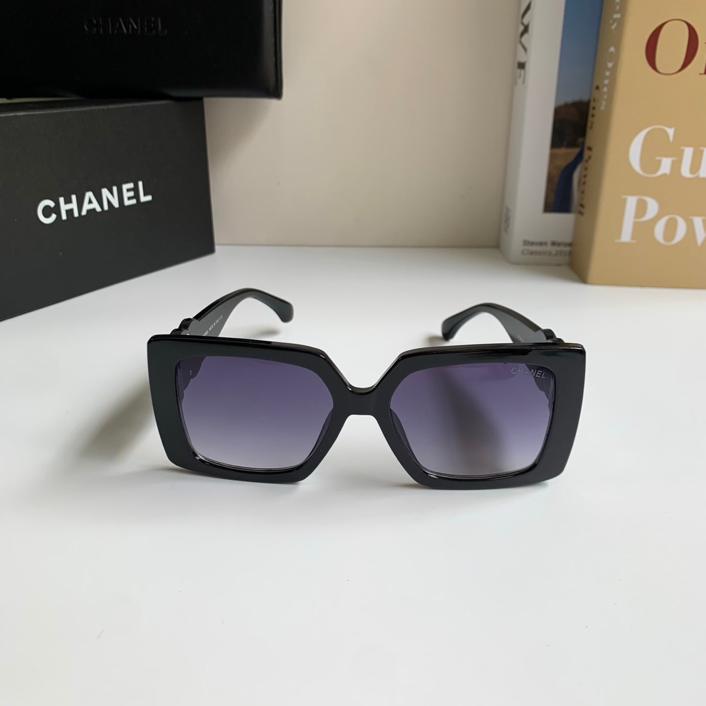 Chanel Metal Square Black Lens Sunglasses for Men & Women - 431628 - detail image 3