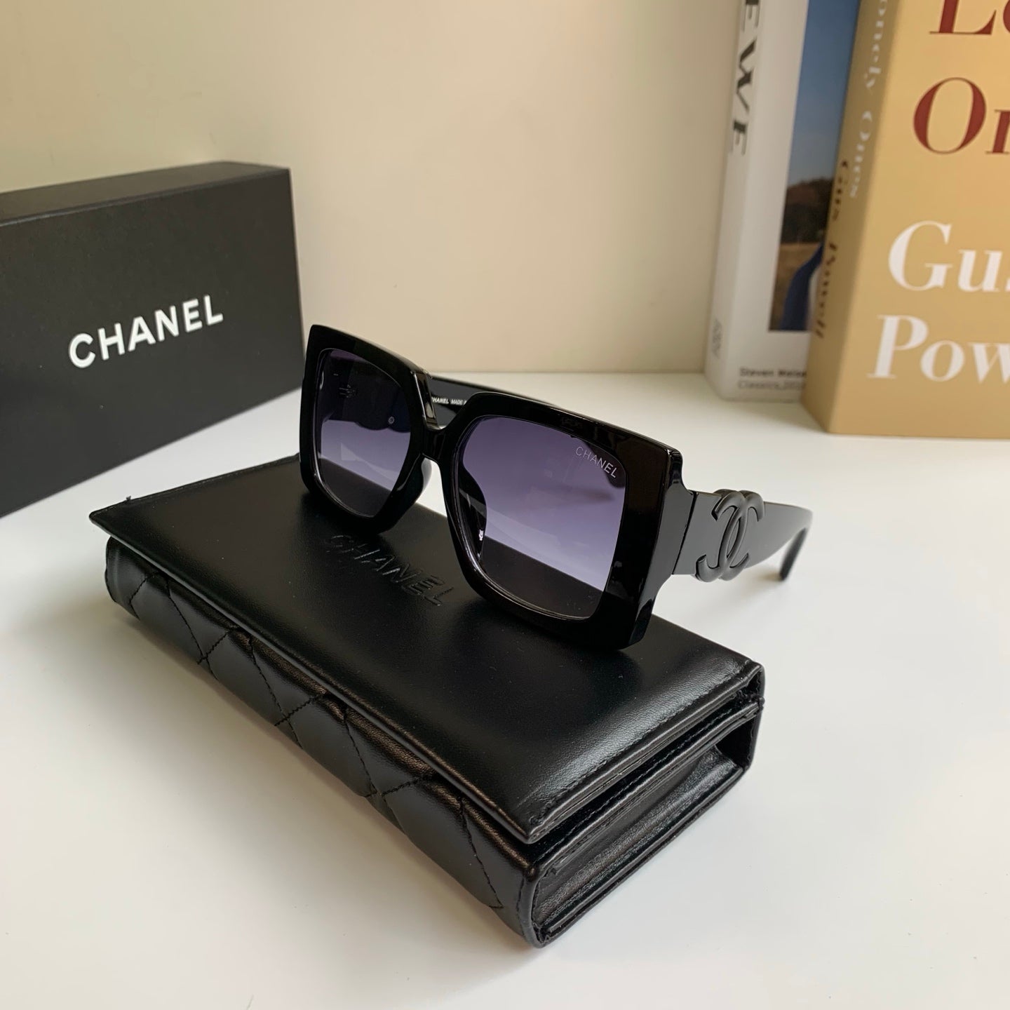 Chanel Metal Square Black Lens Sunglasses for Men & Women - 431628 - detail image 5