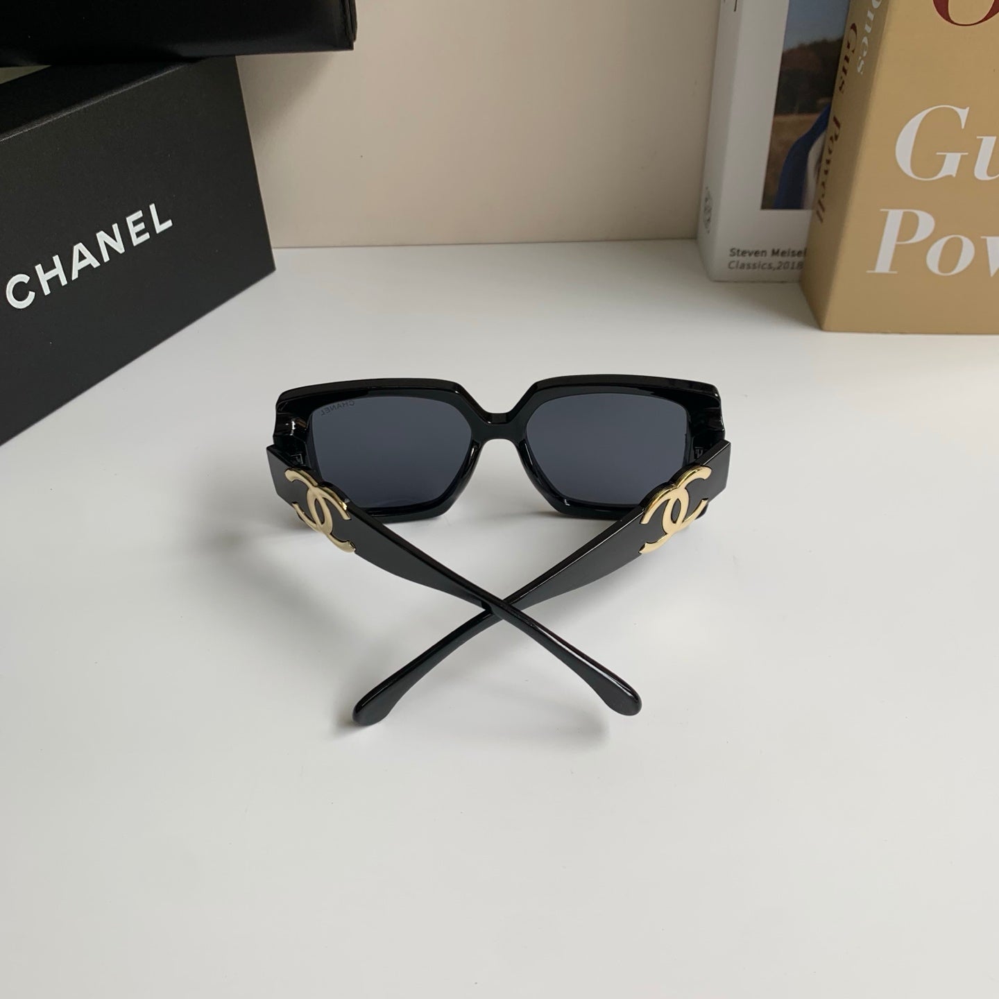 Chanel Metal Square Black Lens Sunglasses for Men & Women - detail image 8