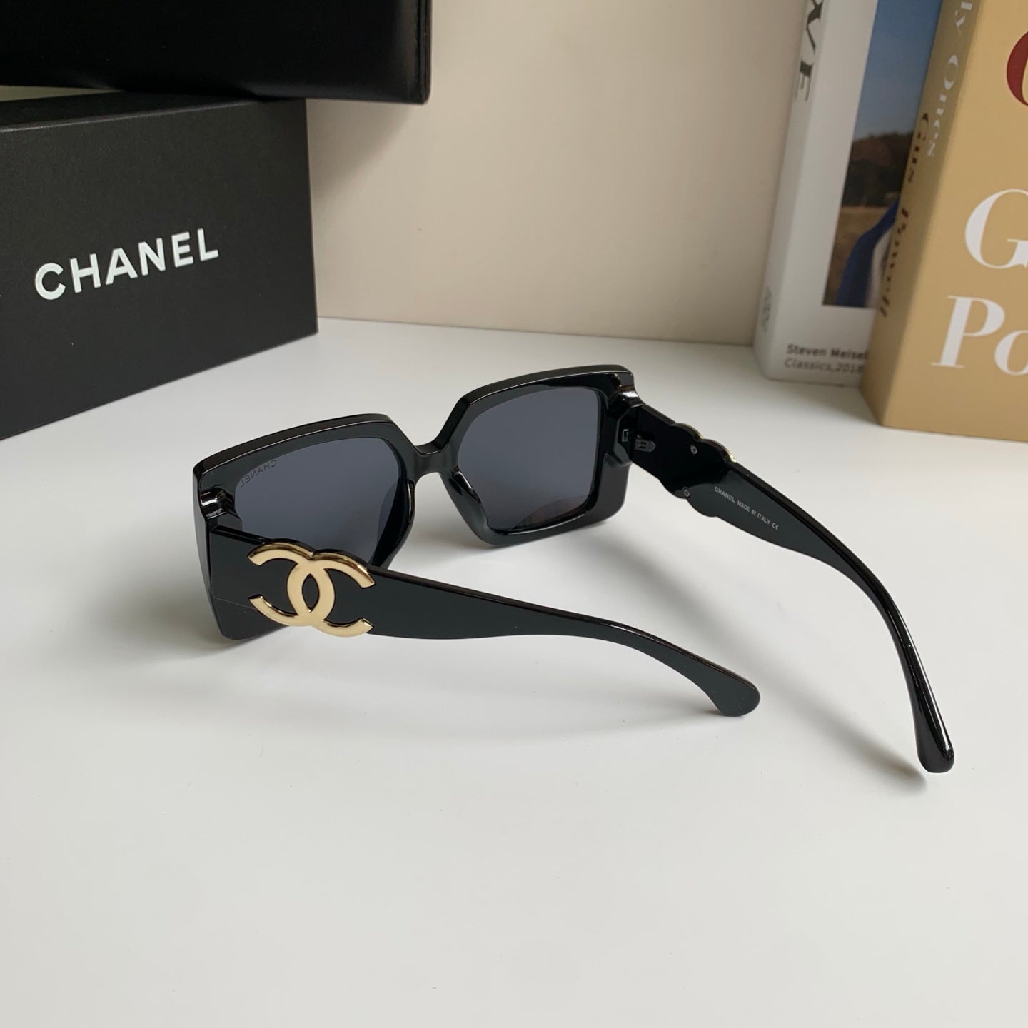 Chanel Metal Square Black Lens Sunglasses for Men & Women - detail image 9