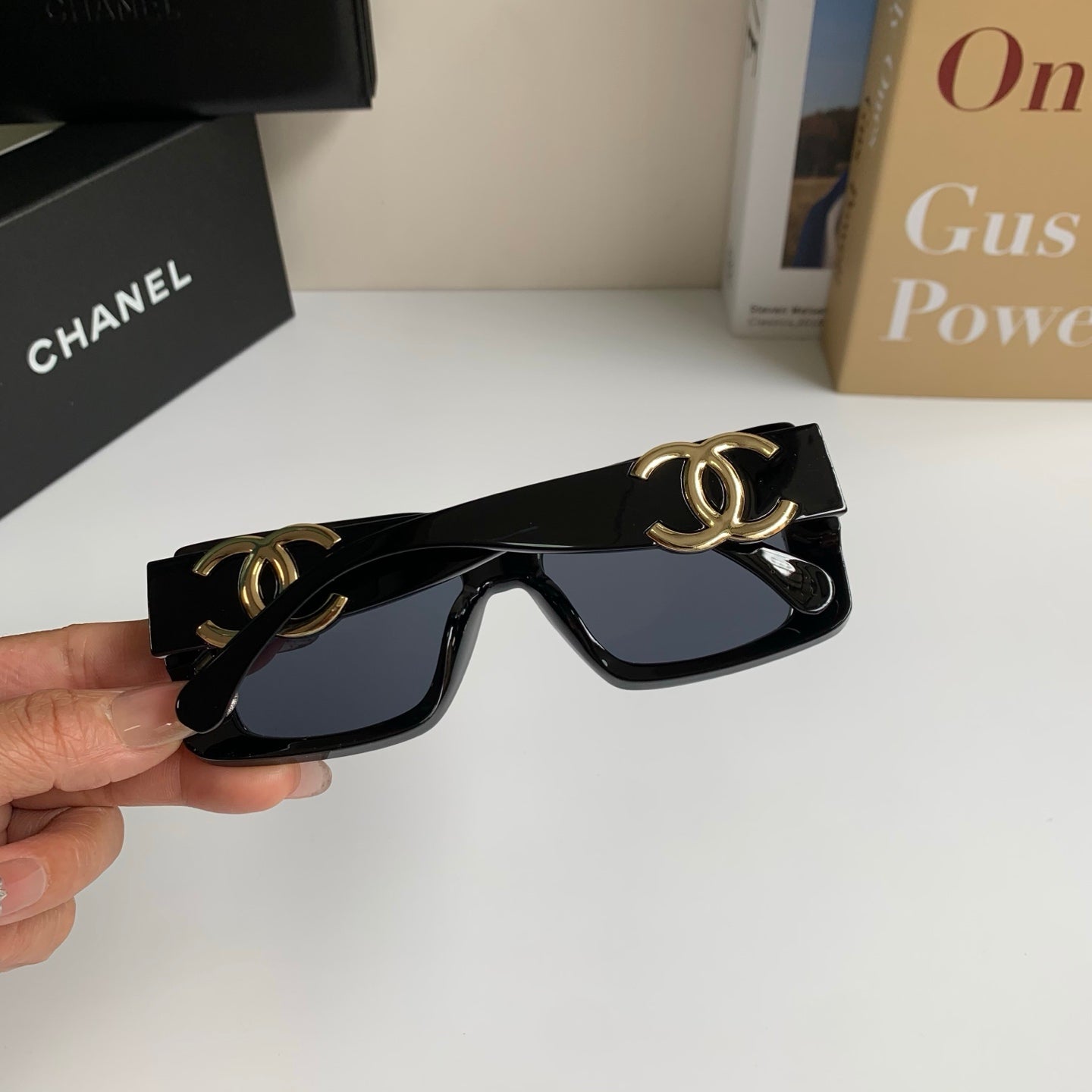 Chanel Metal Square Black Lens Sunglasses for Men & Women - detail image 6