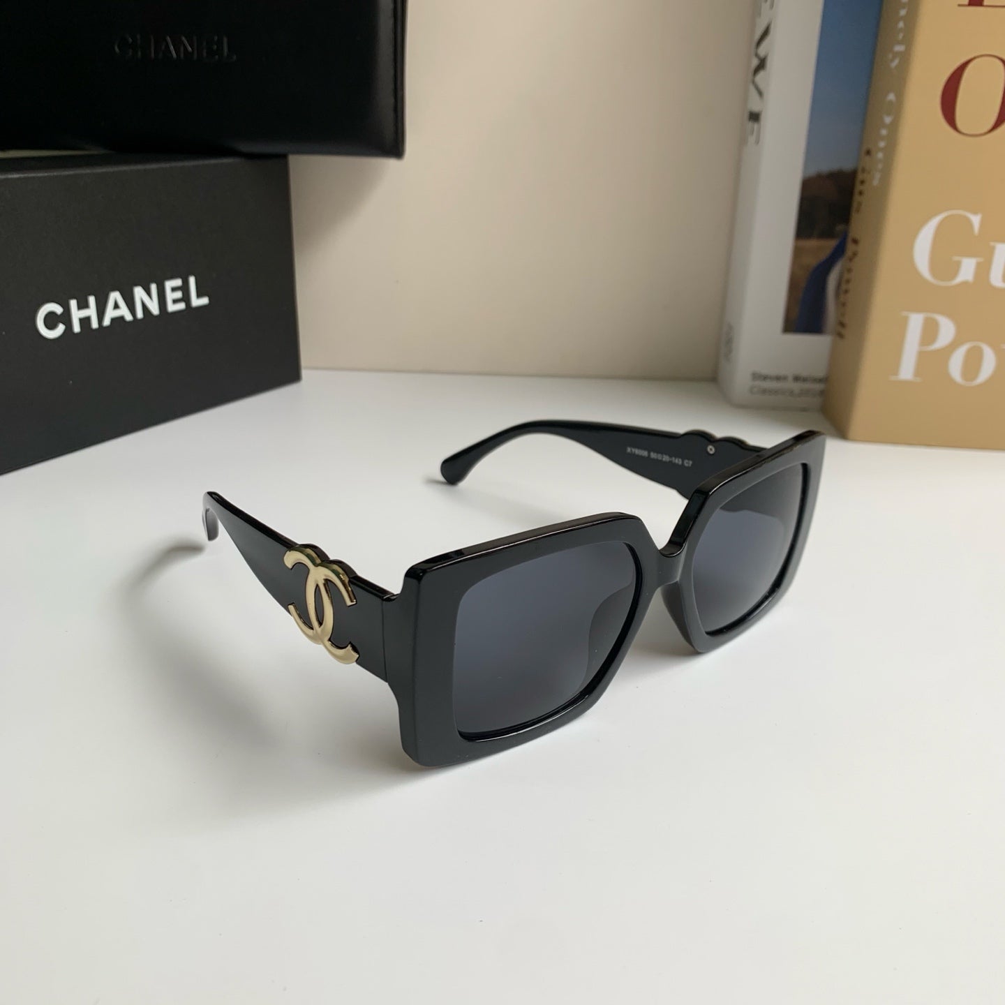 Chanel Metal Square Black Lens Sunglasses for Men & Women