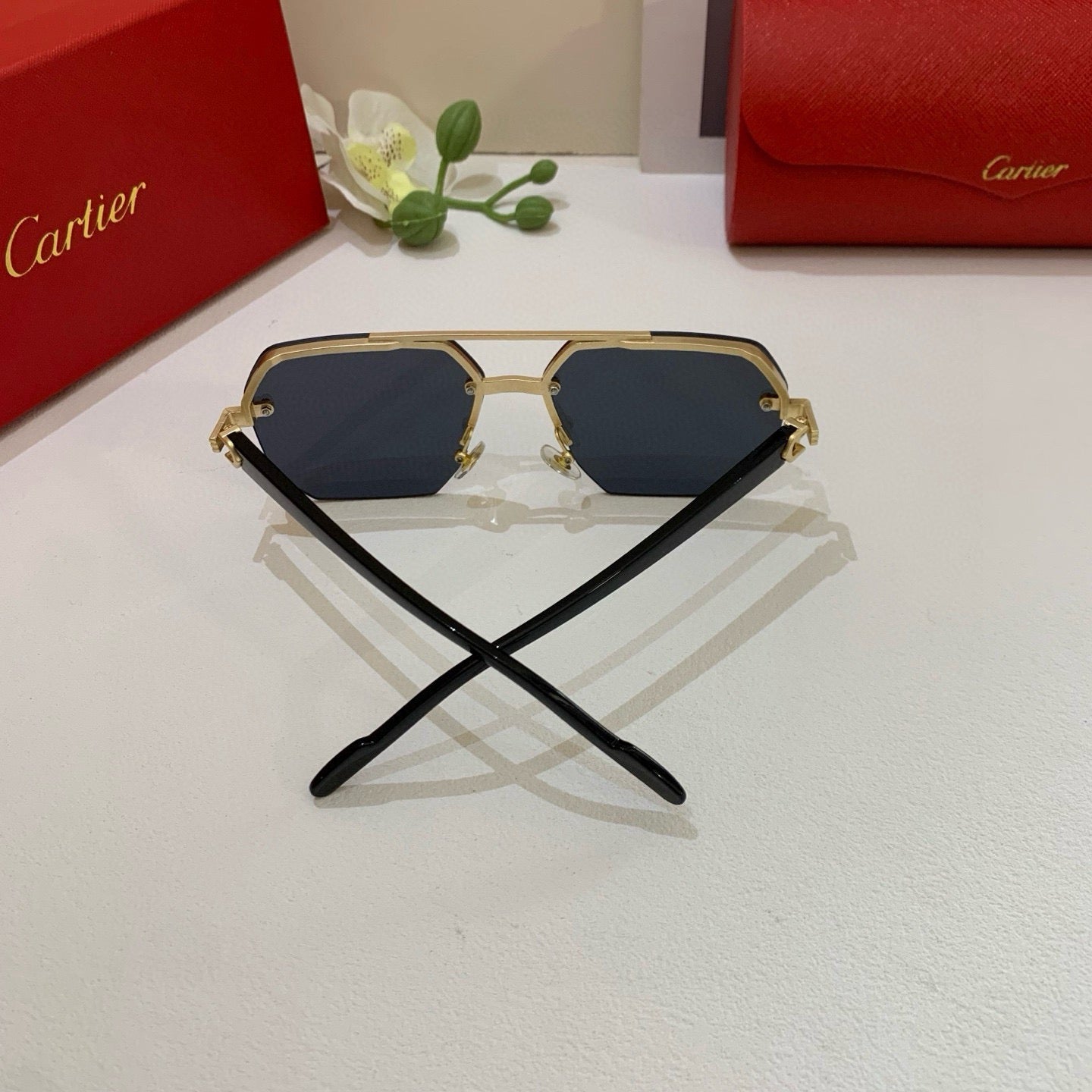 Cartier Metal Square Silver Lens Sunglasses for Men & Women - 432280 - detail image 2