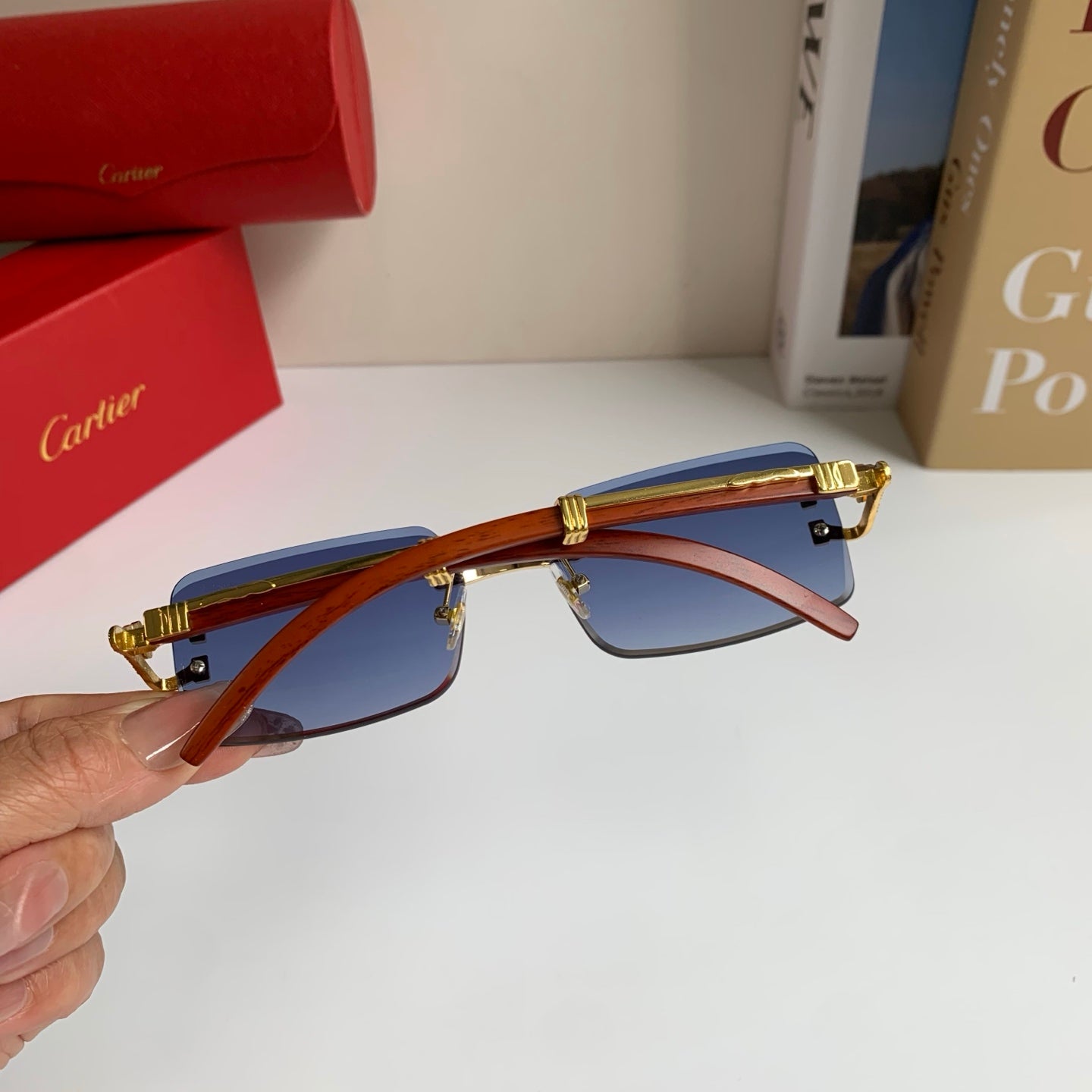 Cartier Fashion Blue Lens Sunglasses for Men & Women - 449565 - detail image 7