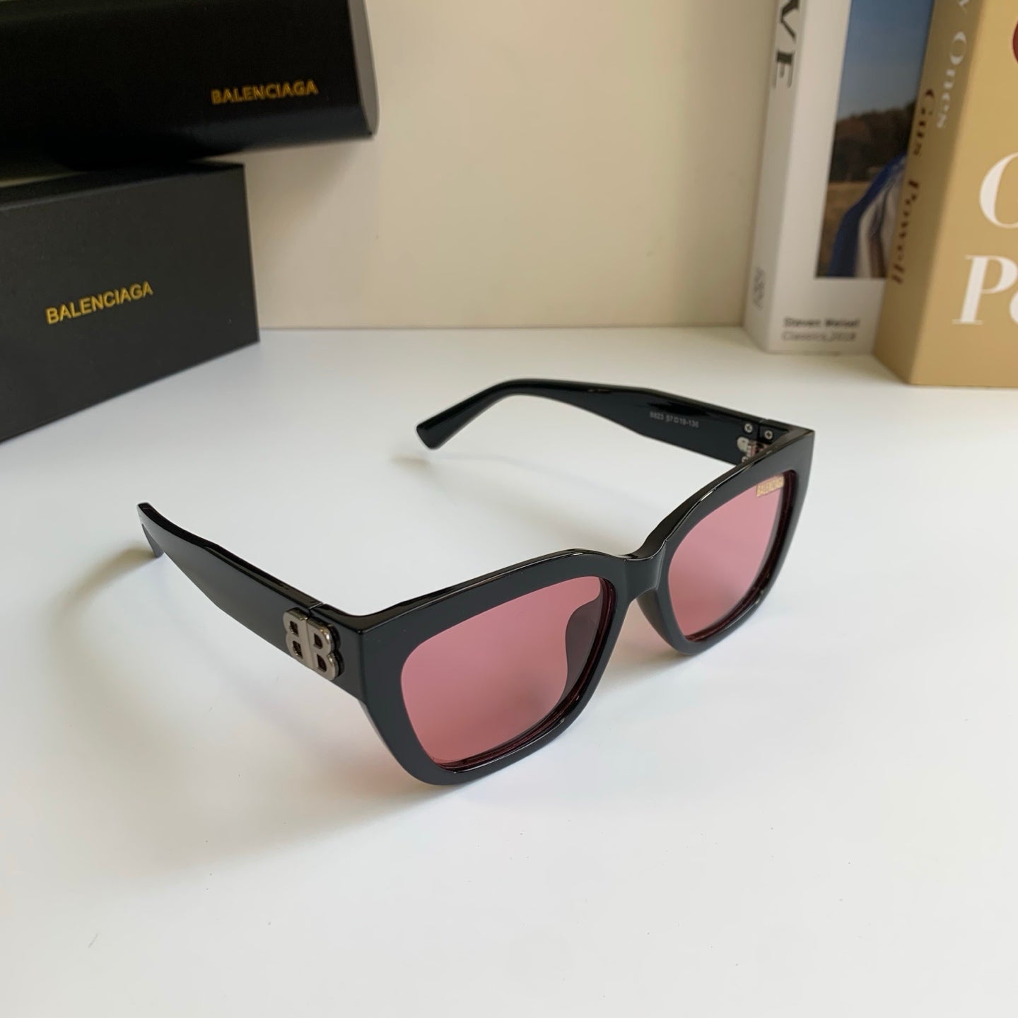 Balenciaga Square Red Lens Sunglasses for Men & Women - 372352