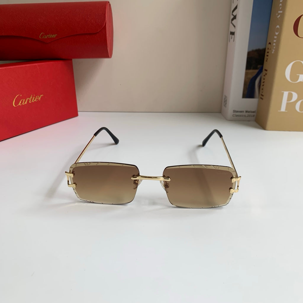 Cartier Metal Fashion Brown Lens Sunglasses for Men & Women - 465888 - detail image 3