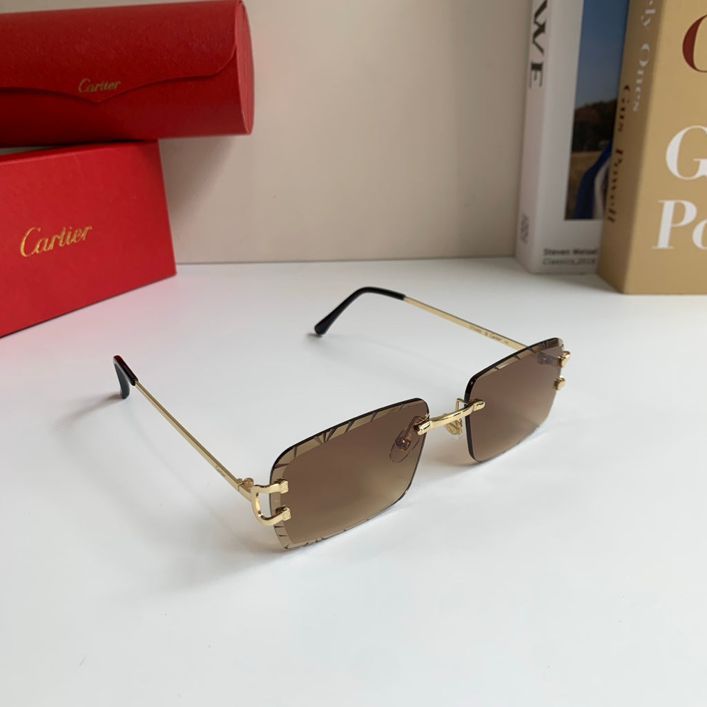 Cartier Metal Fashion Brown Lens Sunglasses for Men & Women - 465888