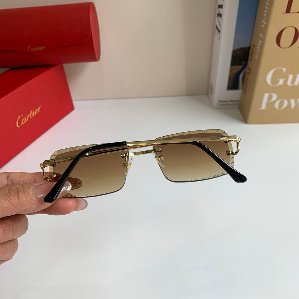 Cartier Metal Fashion Brown Lens Sunglasses for Men & Women - 465888 - detail image 7