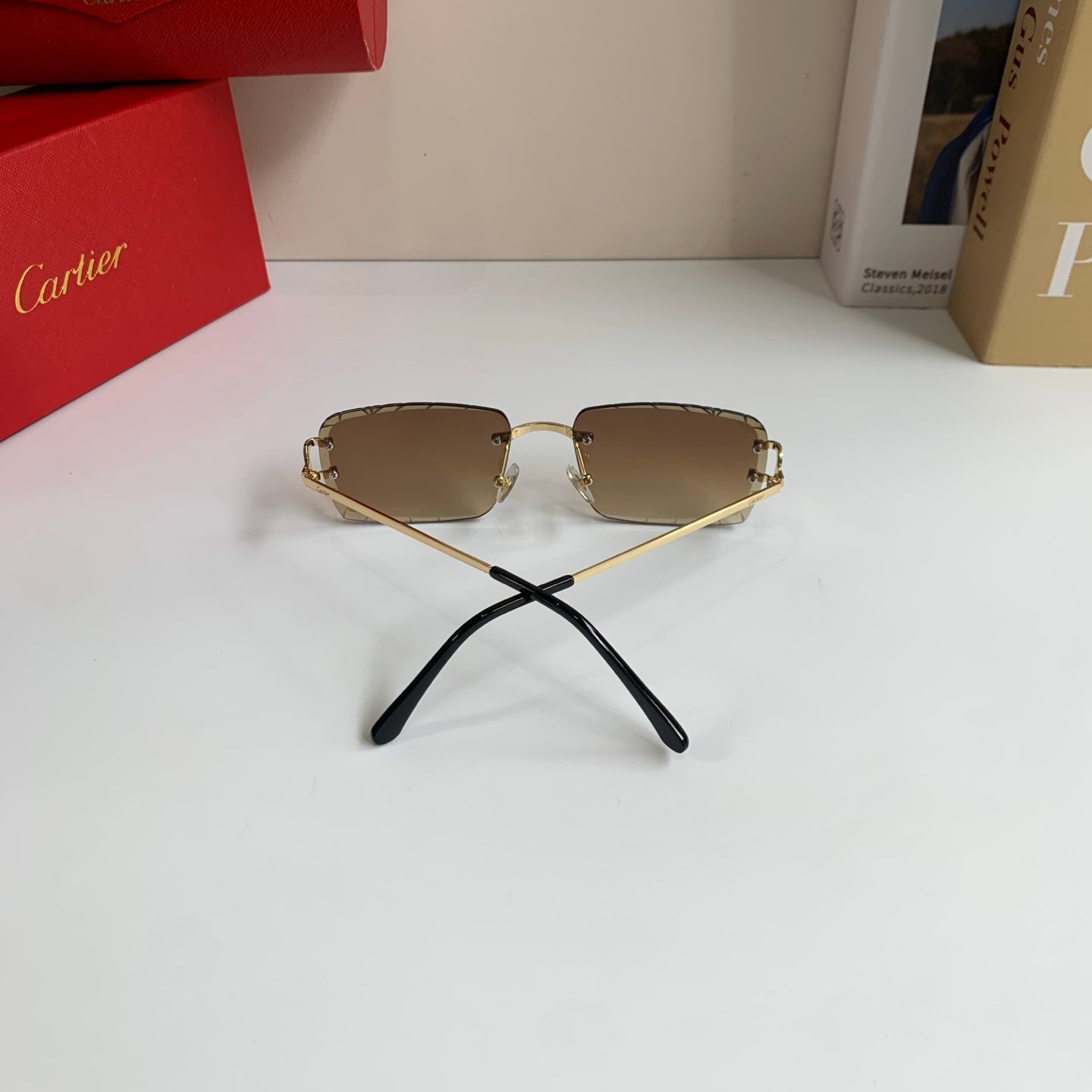 Cartier Metal Fashion Brown Lens Sunglasses for Men & Women - 465888 - detail image 8