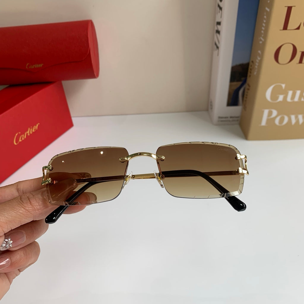 Cartier Metal Fashion Brown Lens Sunglasses for Men & Women - 465888 - detail image 4