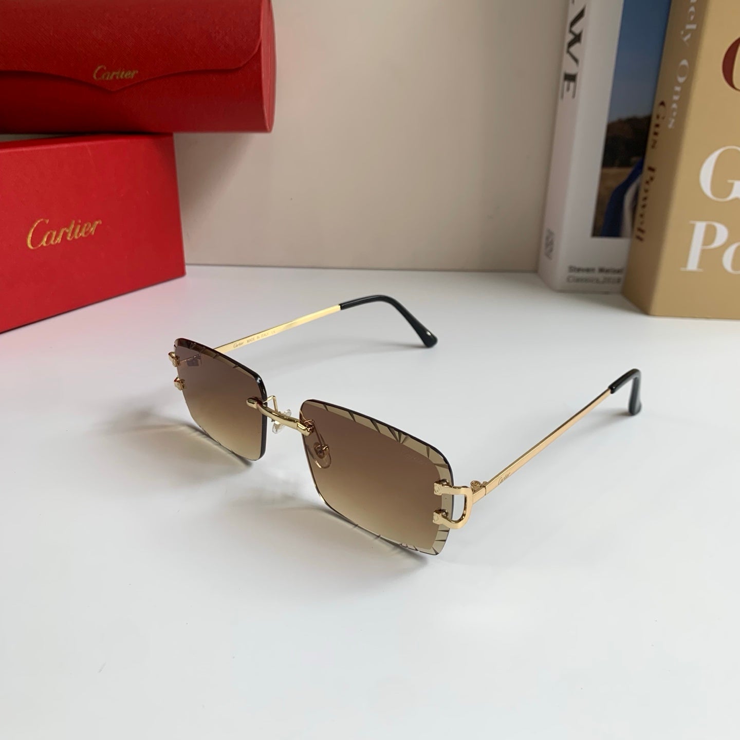 Cartier Metal Fashion Brown Lens Sunglasses for Men & Women - 465888 - detail image 2
