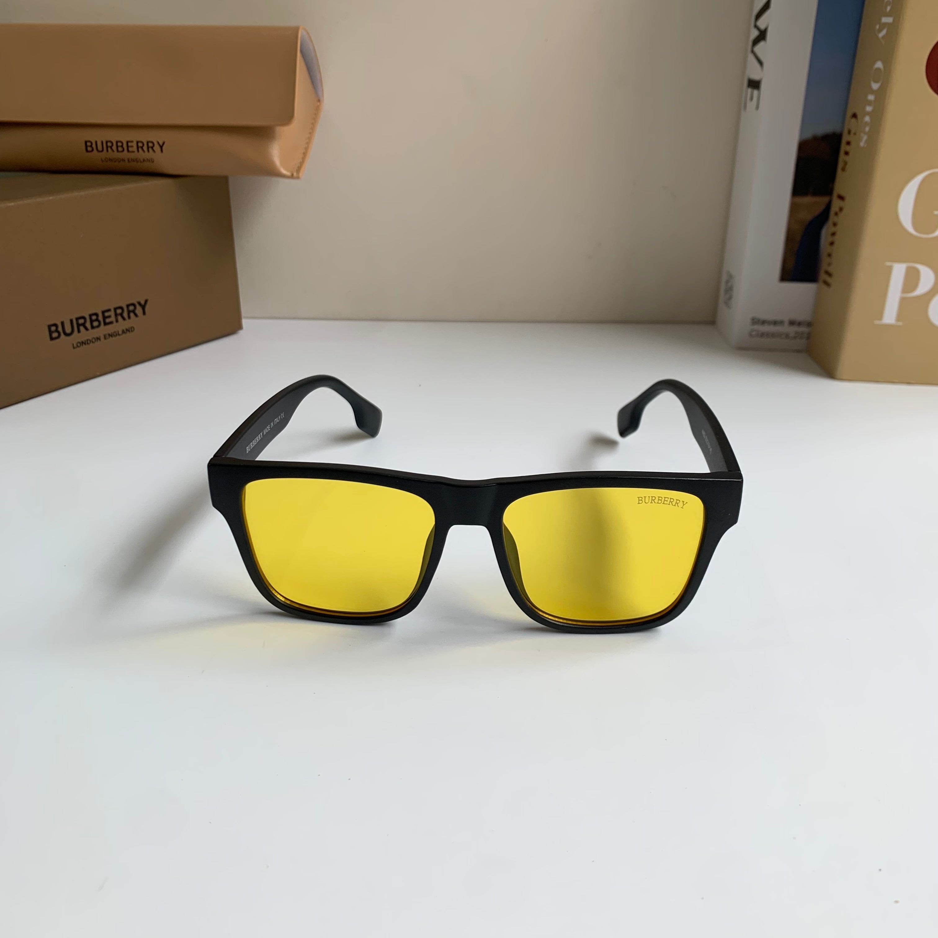 Burberry Square Yellow Lens Sunglasses for Men & Women - detail image 3