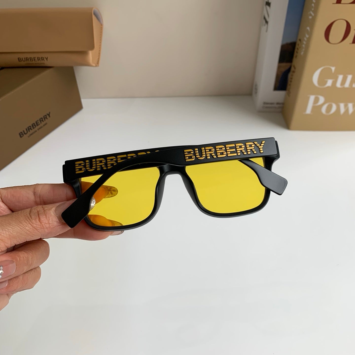 Burberry Square Yellow Lens Sunglasses for Men & Women - detail image 7