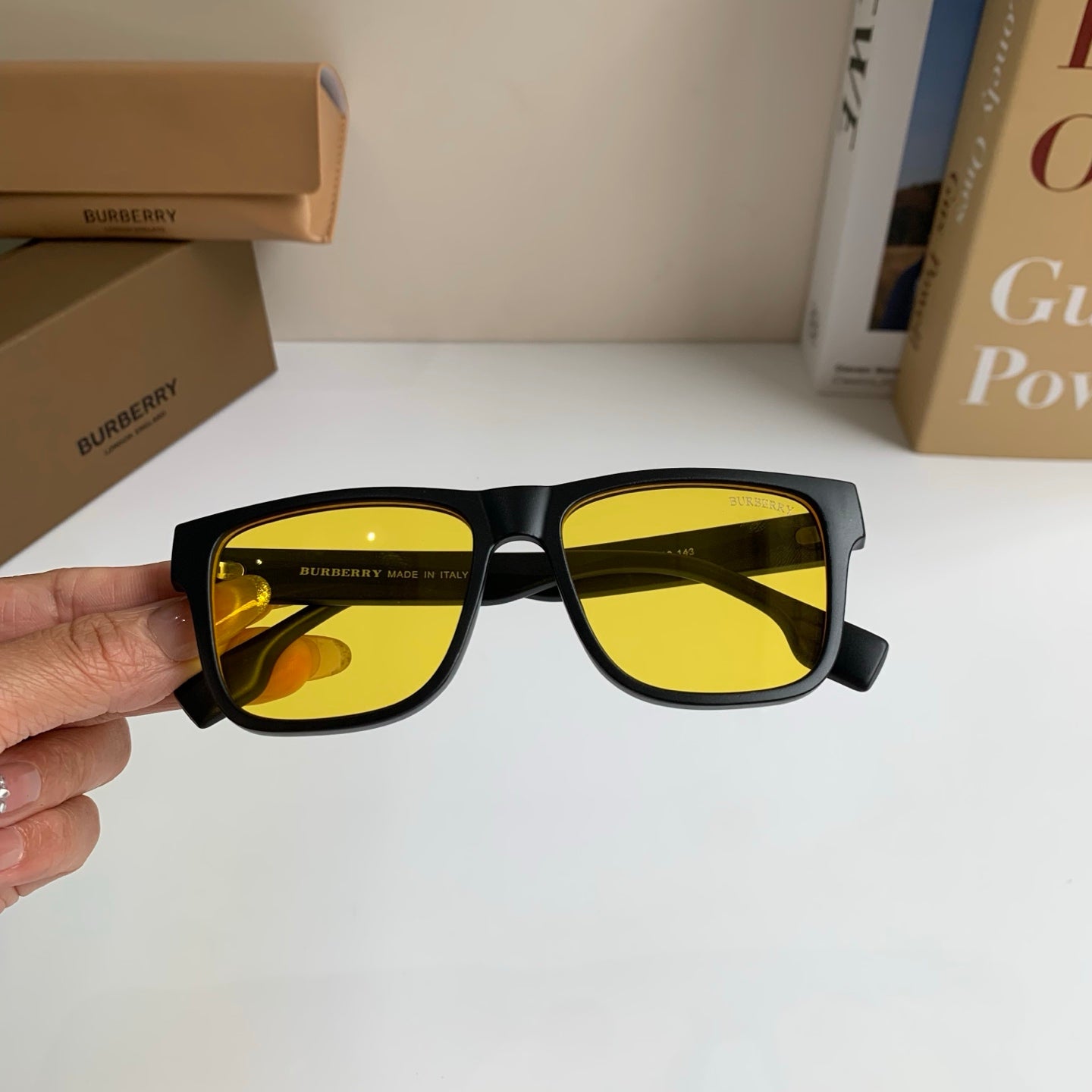 Burberry Square Yellow Lens Sunglasses for Men & Women - detail image 4