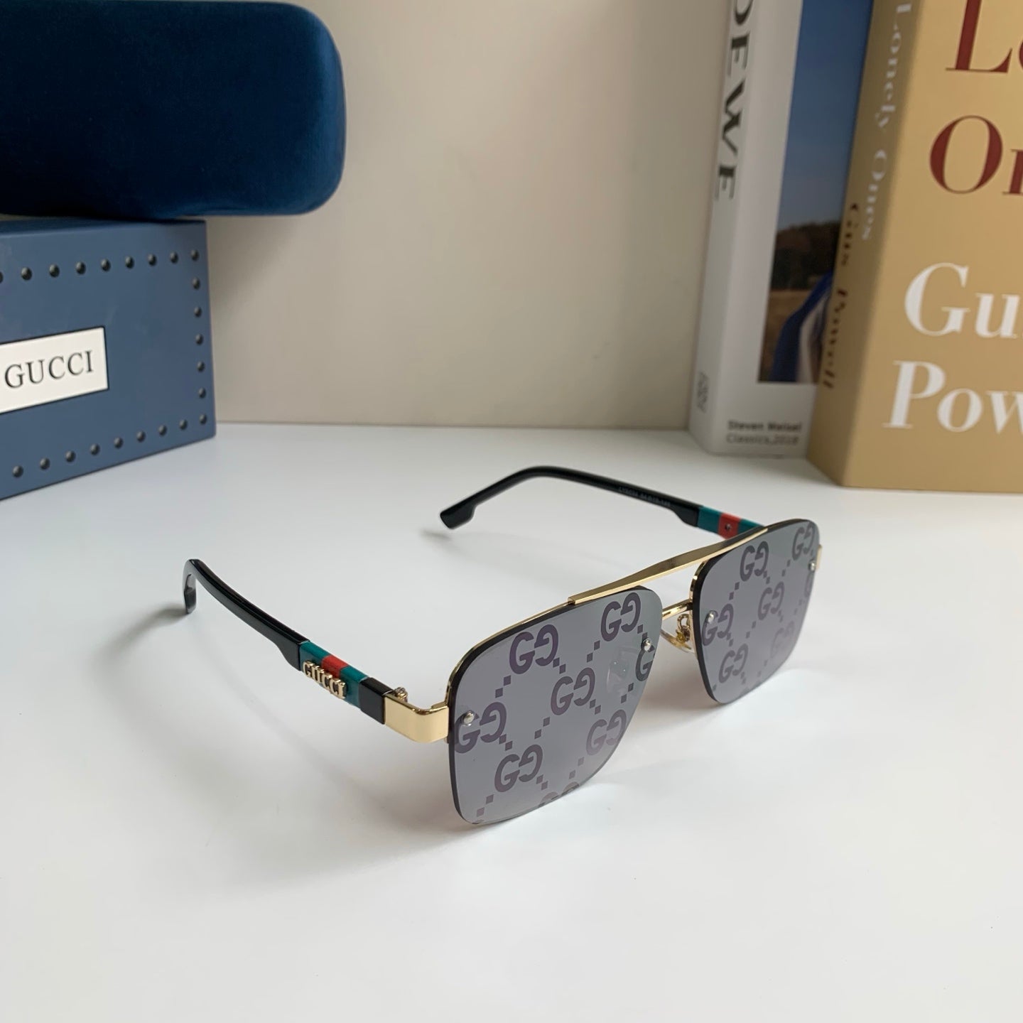 Gucci Metal Square Silver Lens Sunglasses for Men & Women - 464949