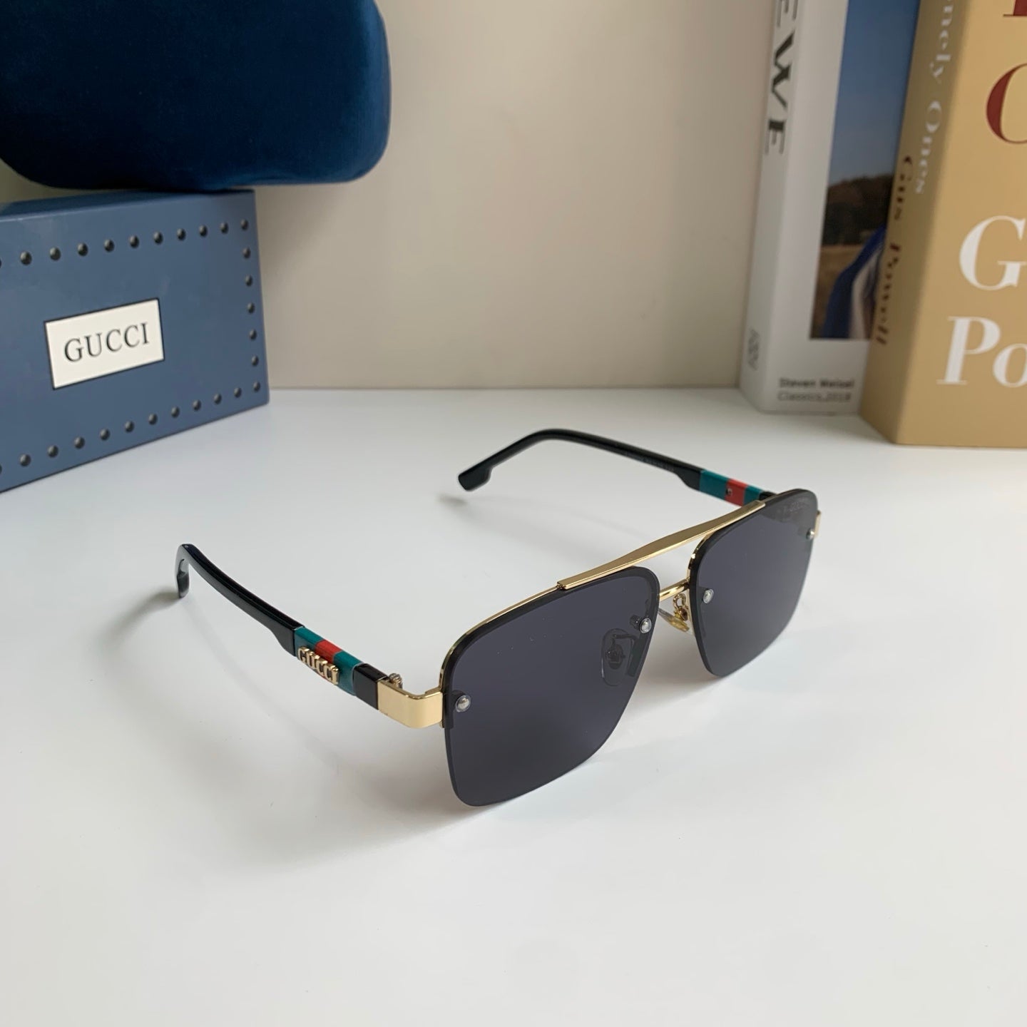 Gucci Metal Square Silver Lens Sunglasses for Men & Women - 464951