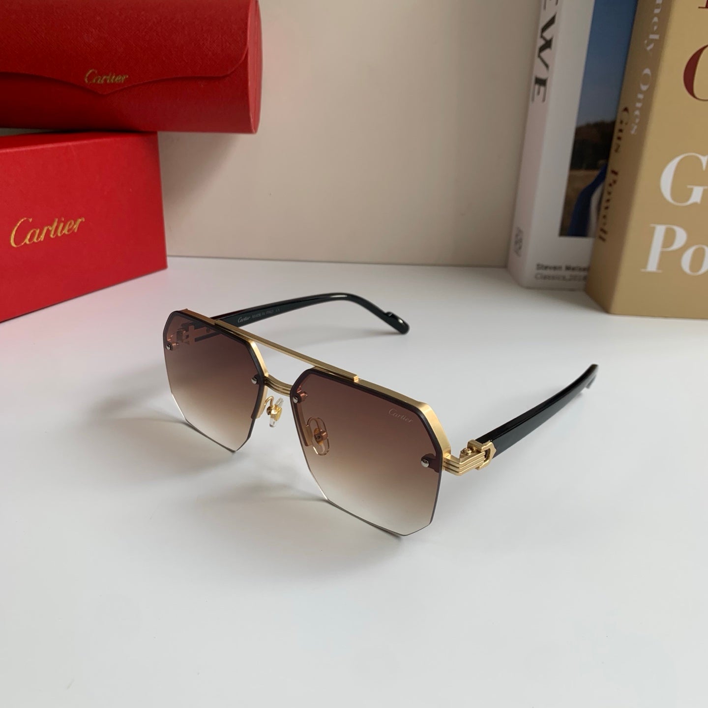 Cartier Square Brown Lens Sunglasses for Men & Women - detail image 2