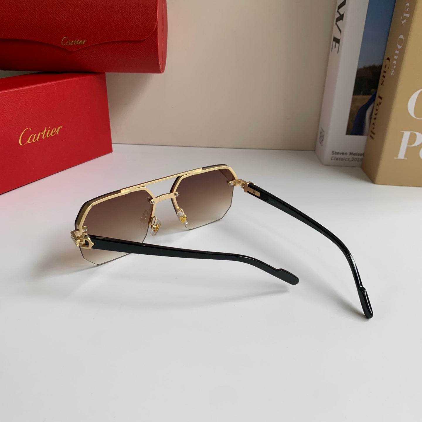 Cartier Square Brown Lens Sunglasses for Men & Women - detail image 6