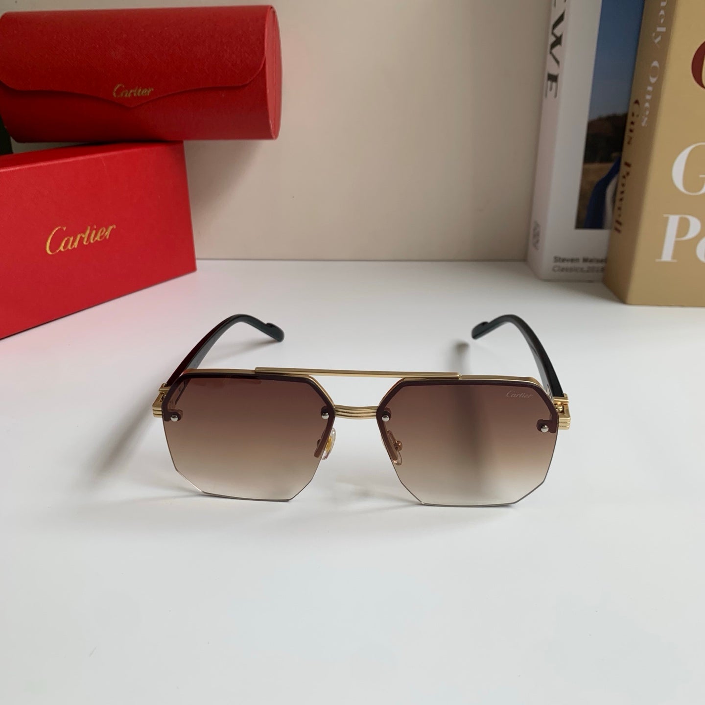 Cartier Square Brown Lens Sunglasses for Men & Women - detail image 3