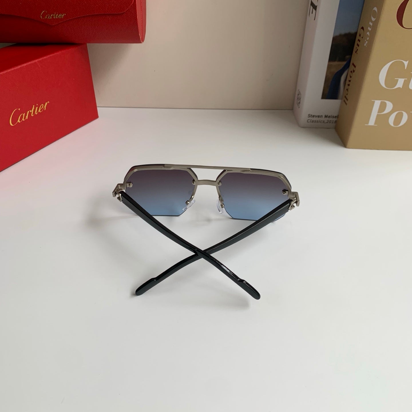 Cartier Square Silver Lens Sunglasses for Men & Women - 487399 - detail image 7