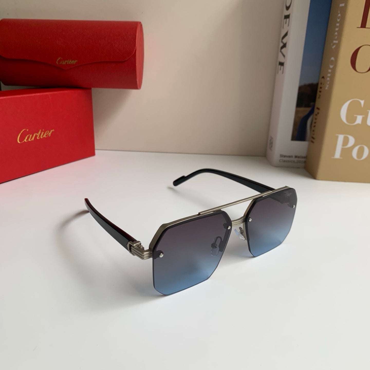 Cartier Square Silver Lens Sunglasses for Men & Women - 487399