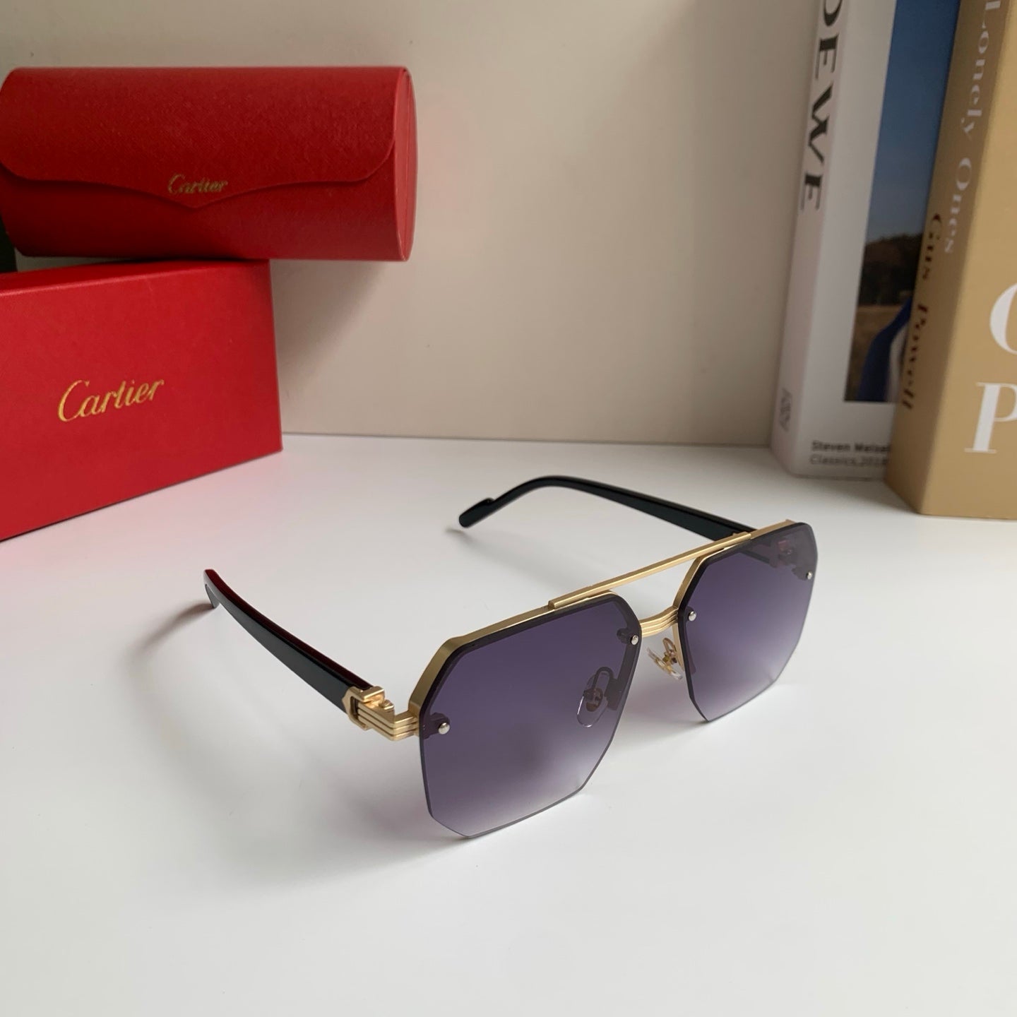 Cartier Square Silver Lens Sunglasses for Men & Women - 487400