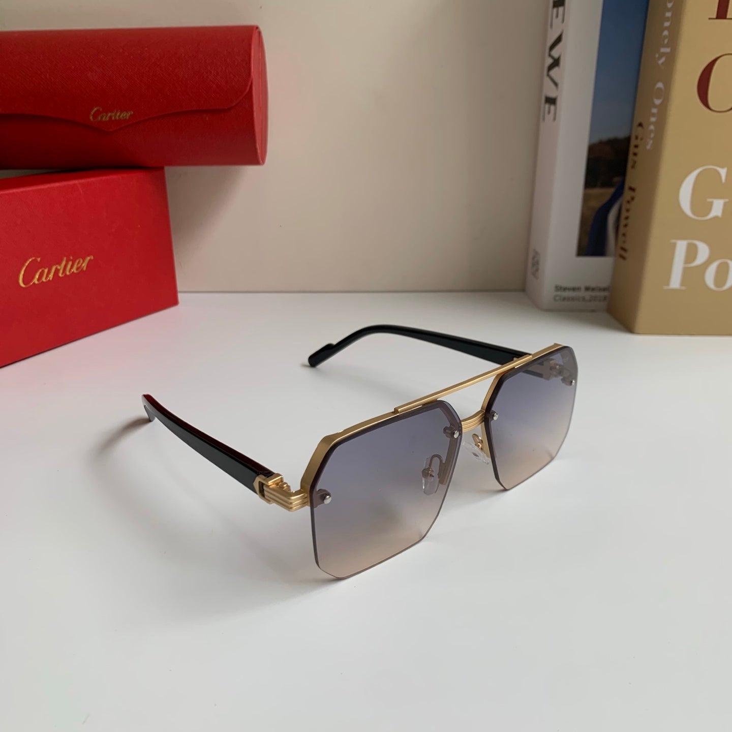 Cartier Square Silver Lens Sunglasses for Men & Women - 487401