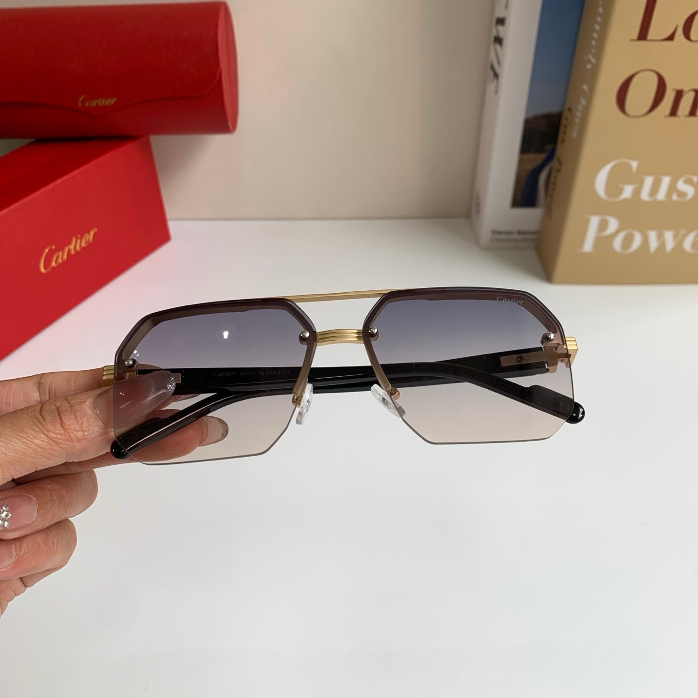 Cartier Square Silver Lens Sunglasses for Men & Women - 487401 - detail image 4
