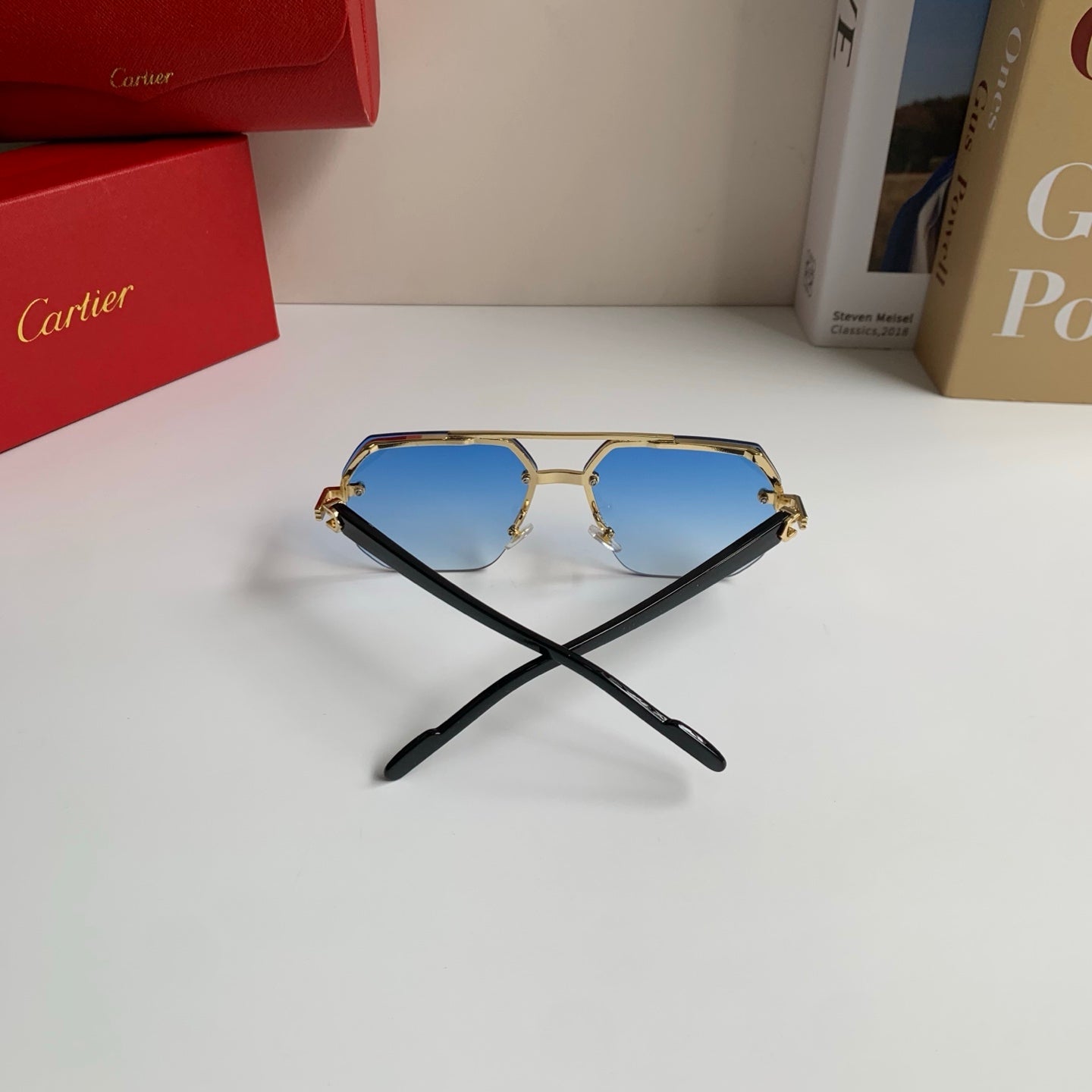 Cartier Square Blue Lens Sunglasses for Men & Women - detail image 6