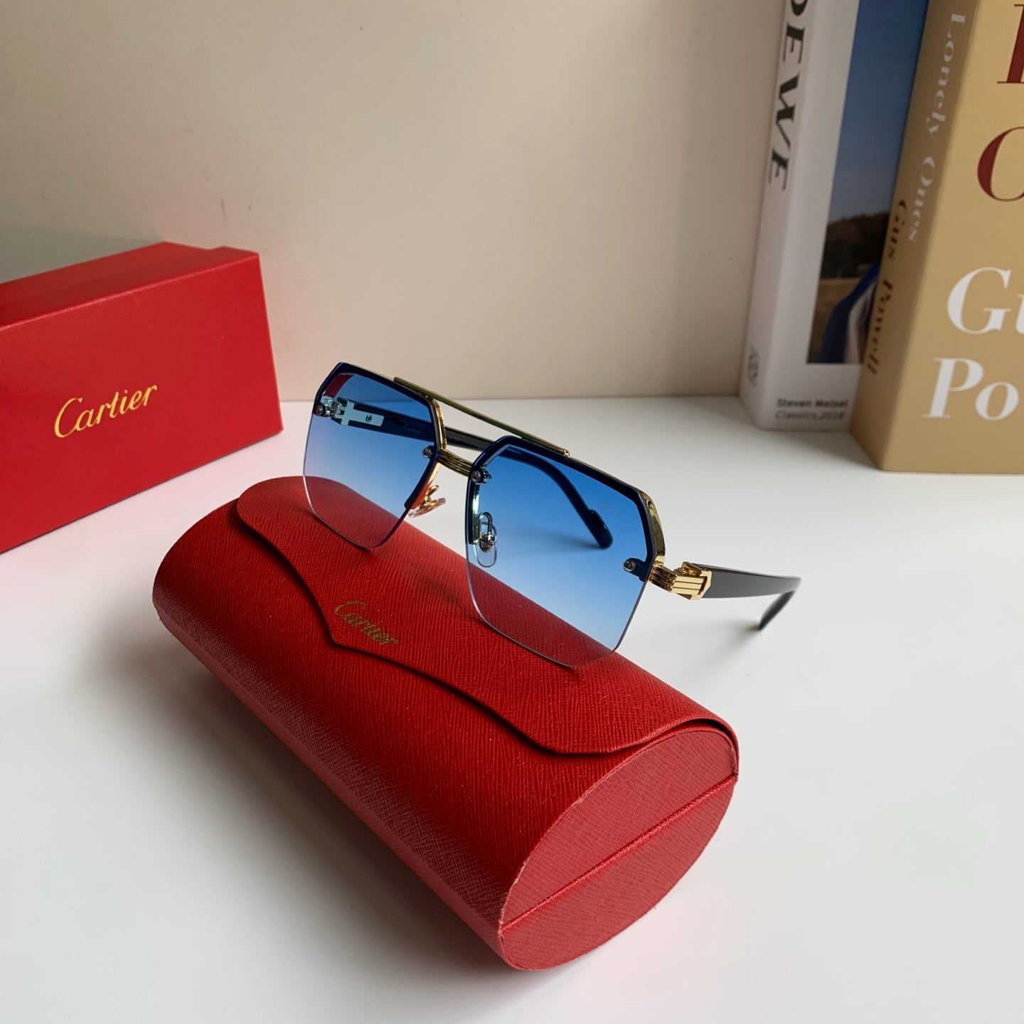 Cartier Square Blue Lens Sunglasses for Men & Women - detail image 5