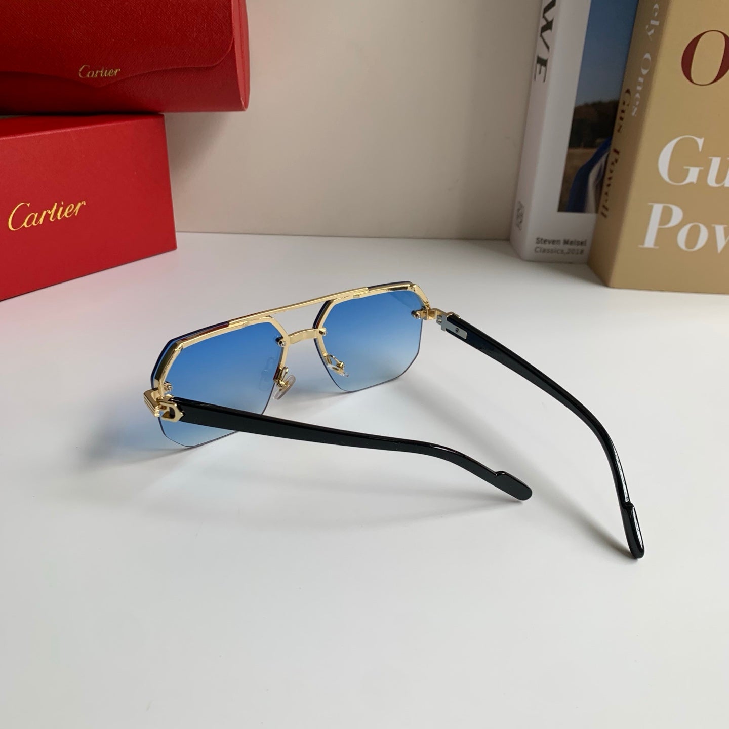 Cartier Square Blue Lens Sunglasses for Men & Women - detail image 8