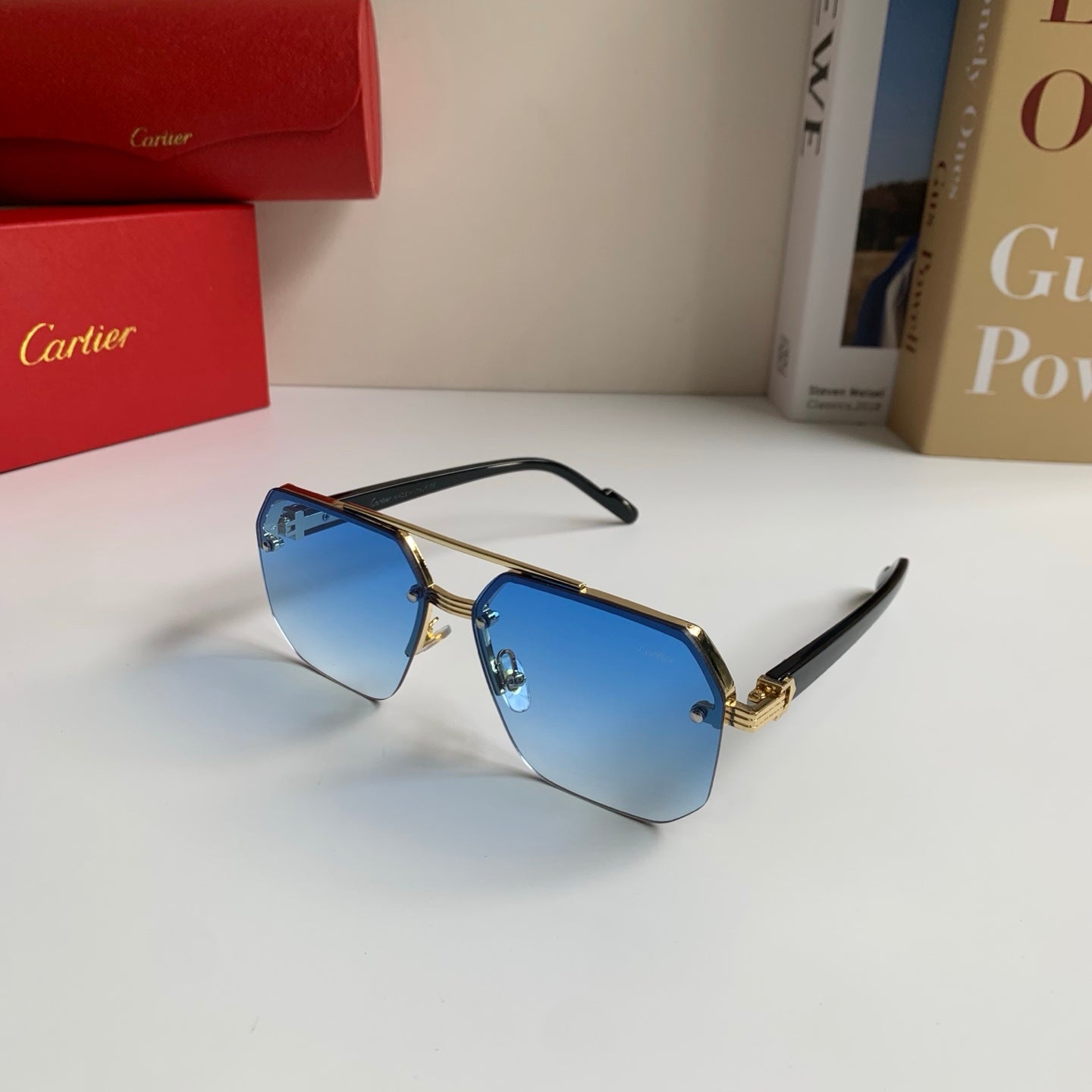 Cartier Square Blue Lens Sunglasses for Men & Women - detail image 2
