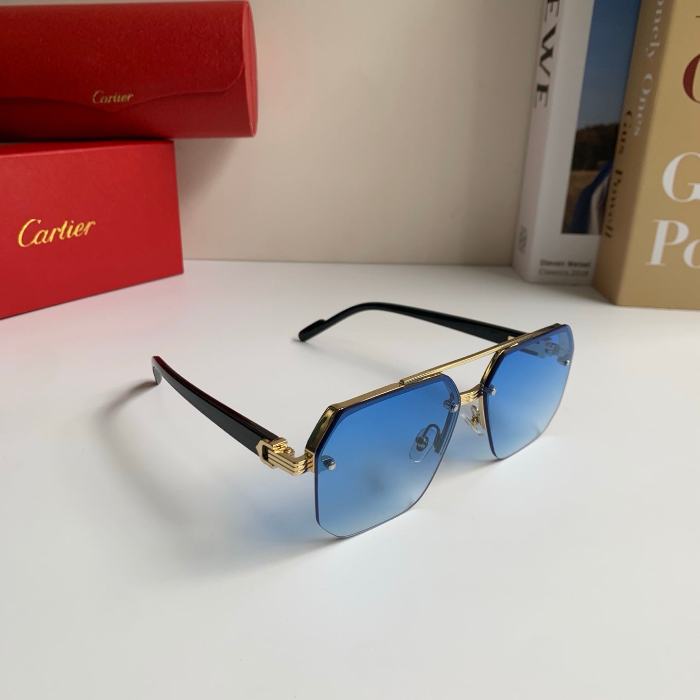Cartier Square Blue Lens Sunglasses for Men & Women