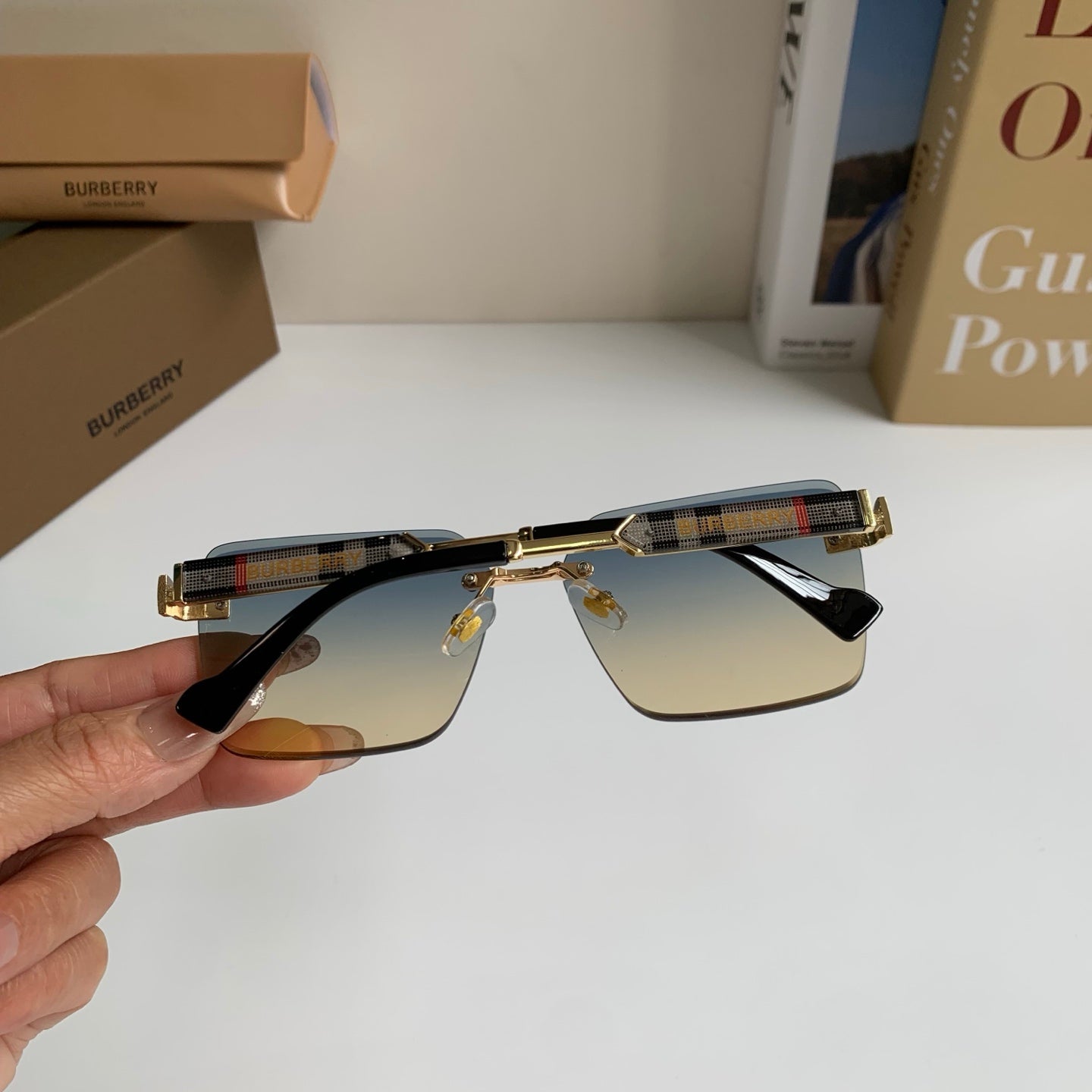 Burberry Metal Square Silver Lens Sunglasses for Men & Women - 432423 - detail image 7