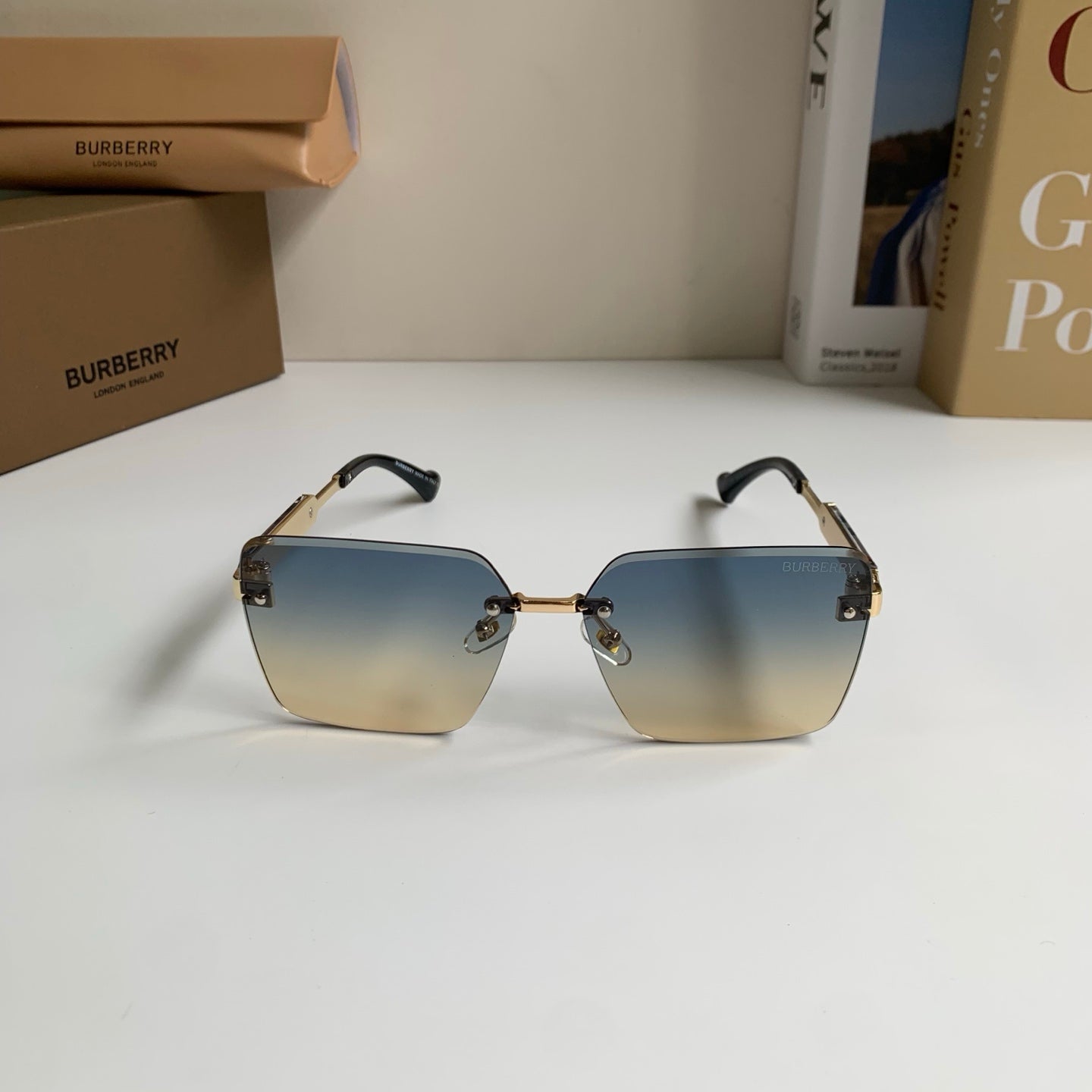 Burberry Metal Square Silver Lens Sunglasses for Men & Women - 432423 - detail image 5